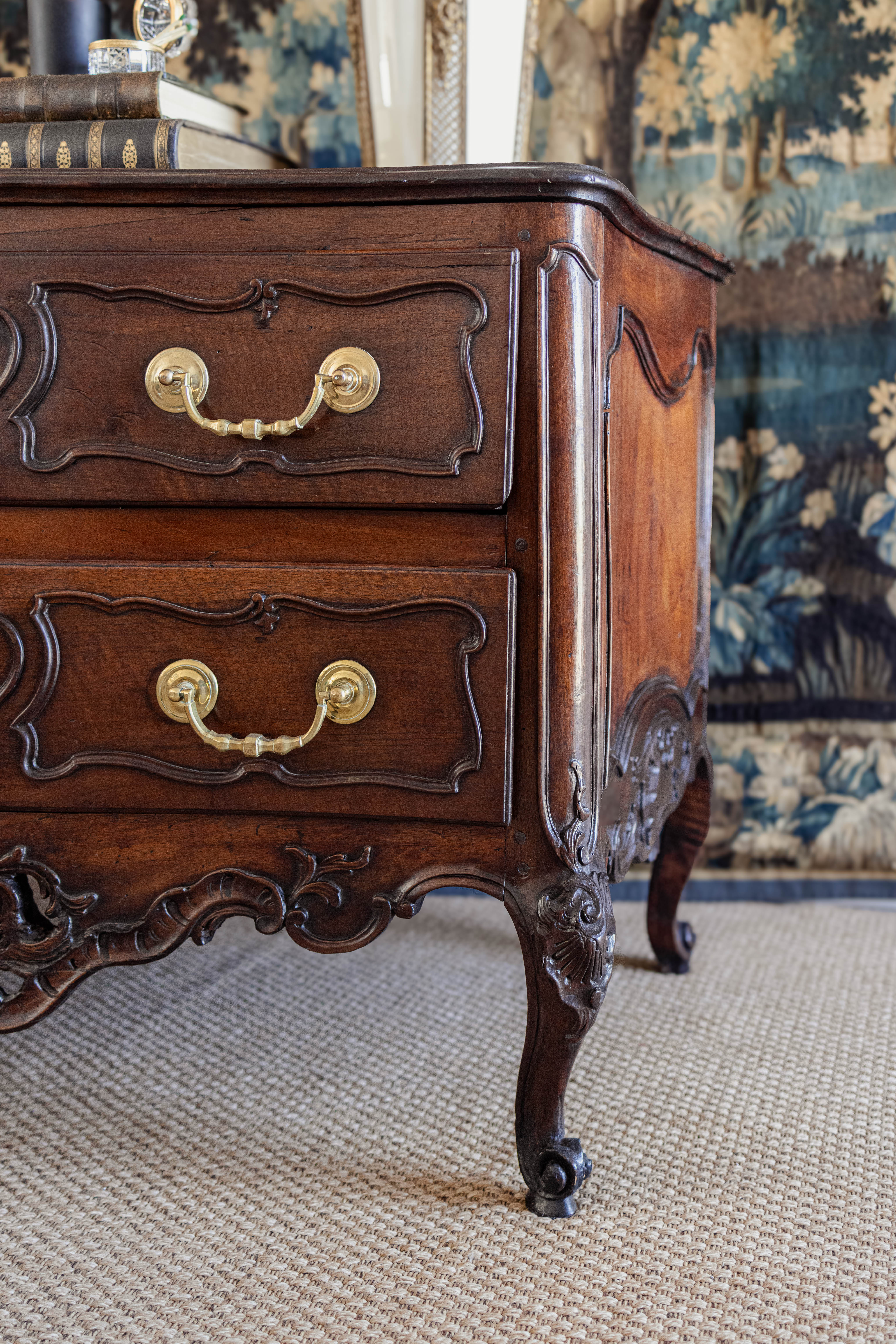 1740s Louis XV Carved Walnut Commode