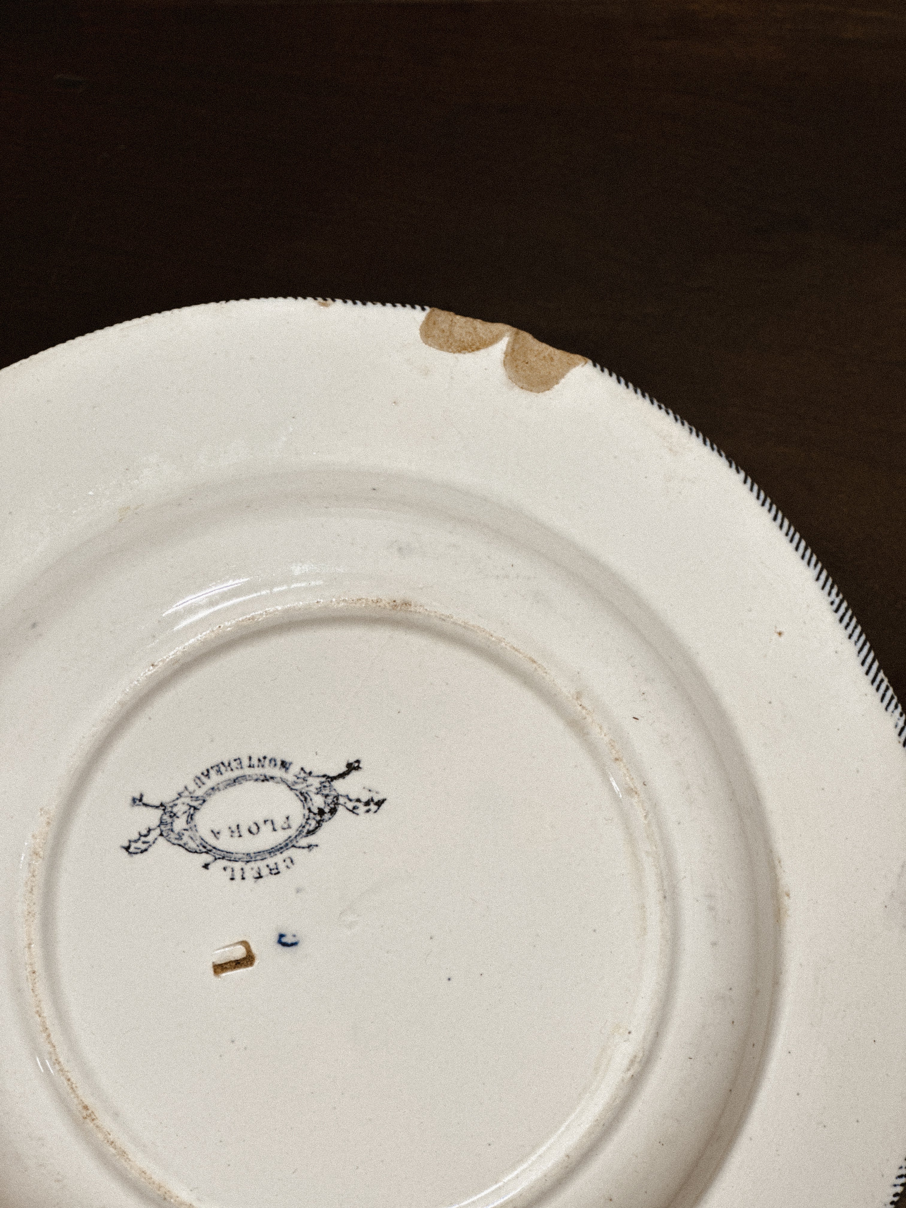 Set of 6 Petrus Regout “Flora” Blue & White Plates with Matching Compote