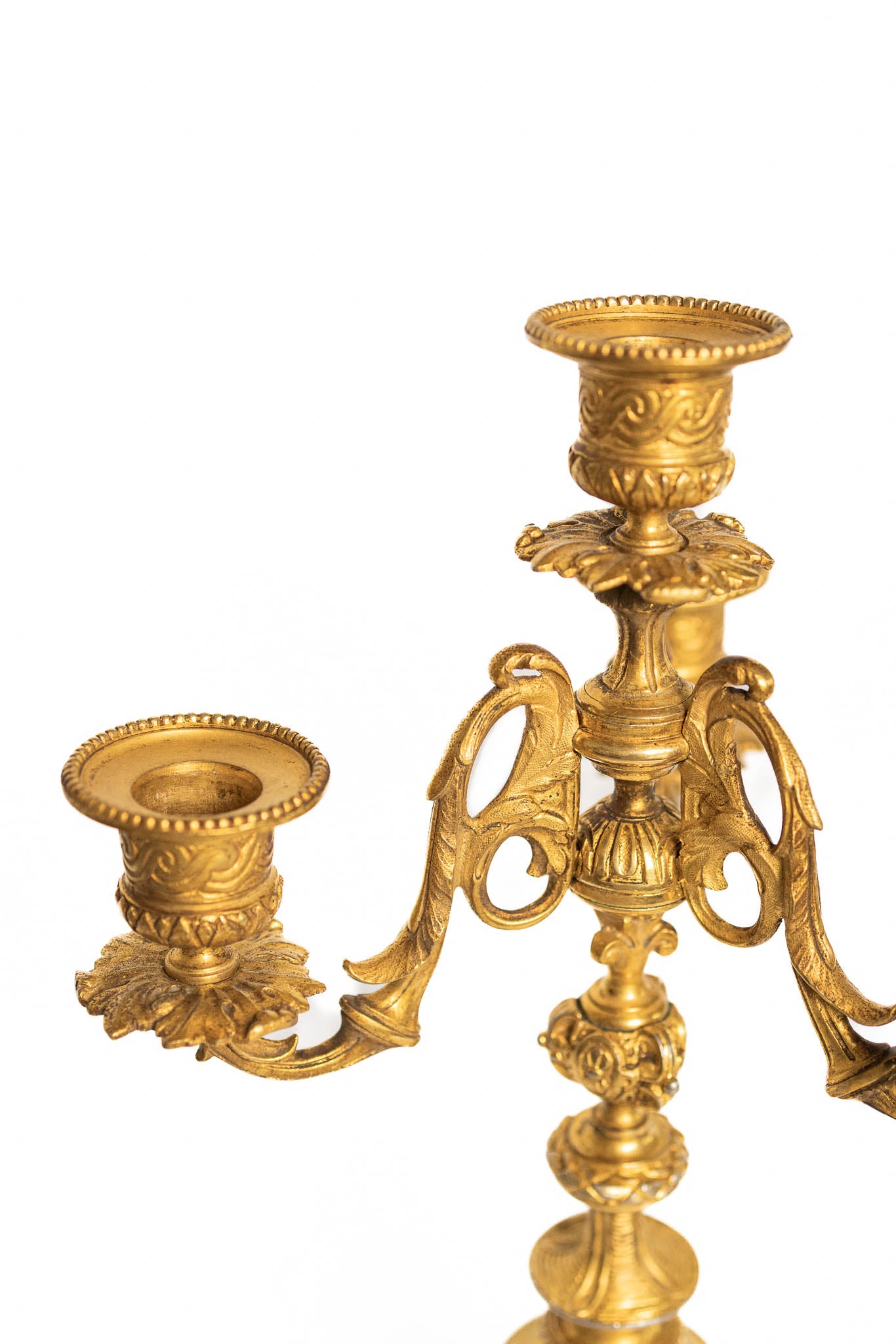 Set of 19th Century French Gold Plated Spelter Candelabras