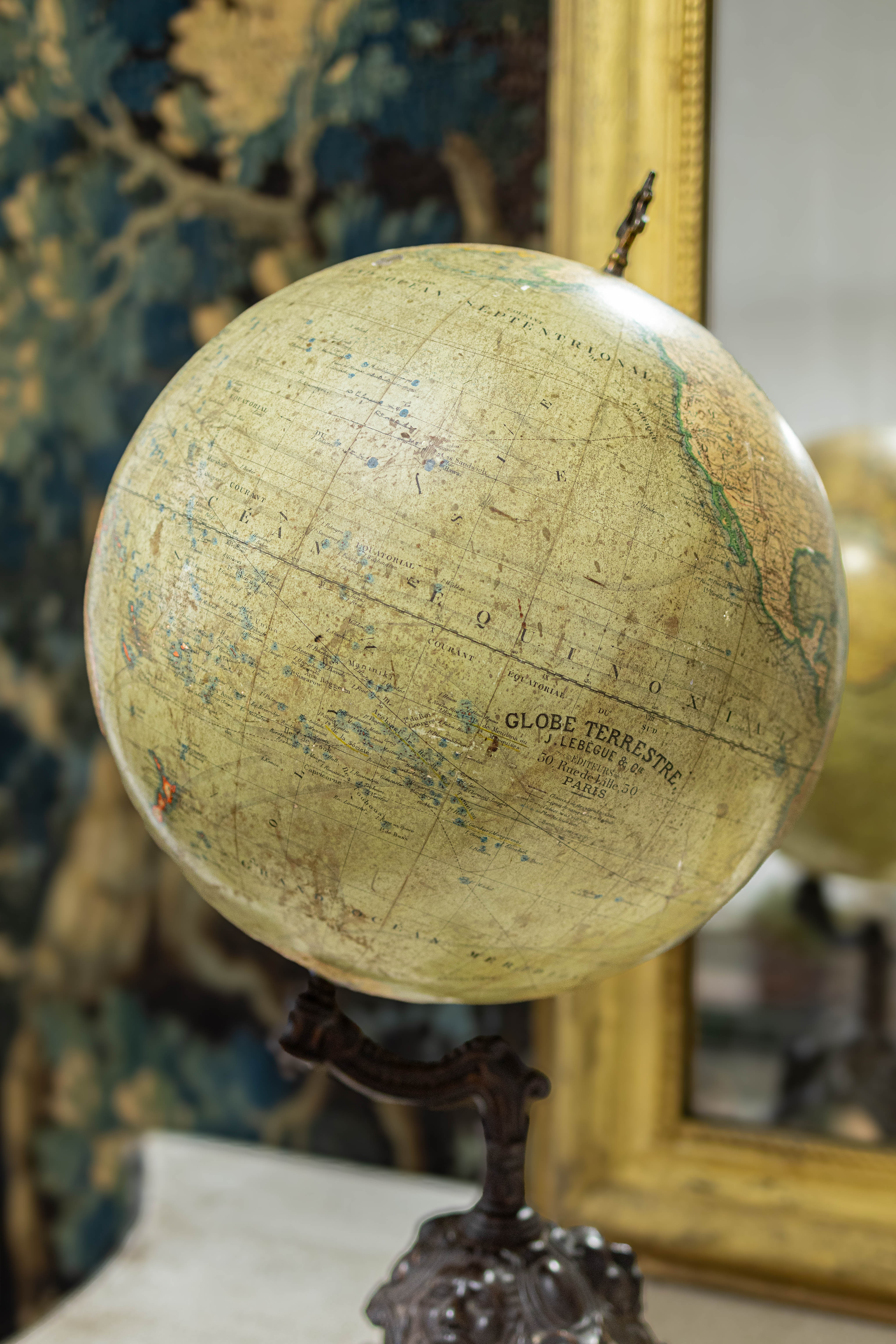 1800s Legegue French Terrestrial Globe