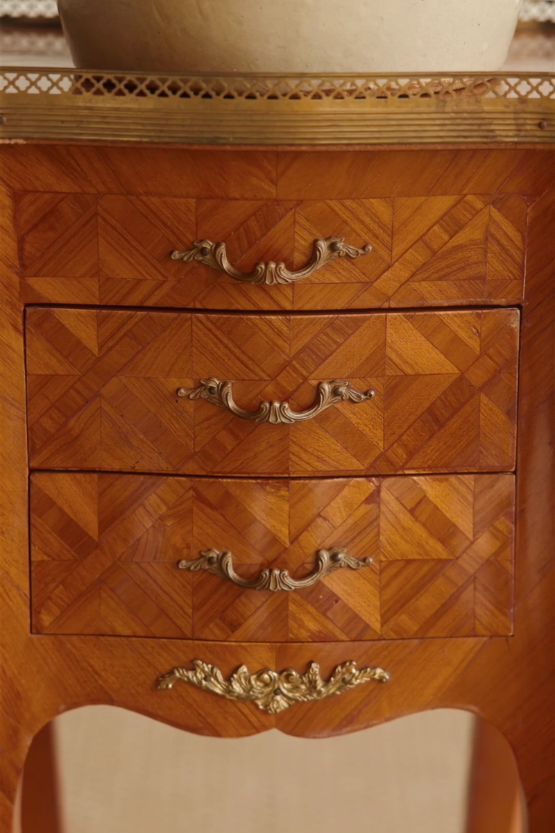 19th Century French Louis XV–Style Parquetry Side Table