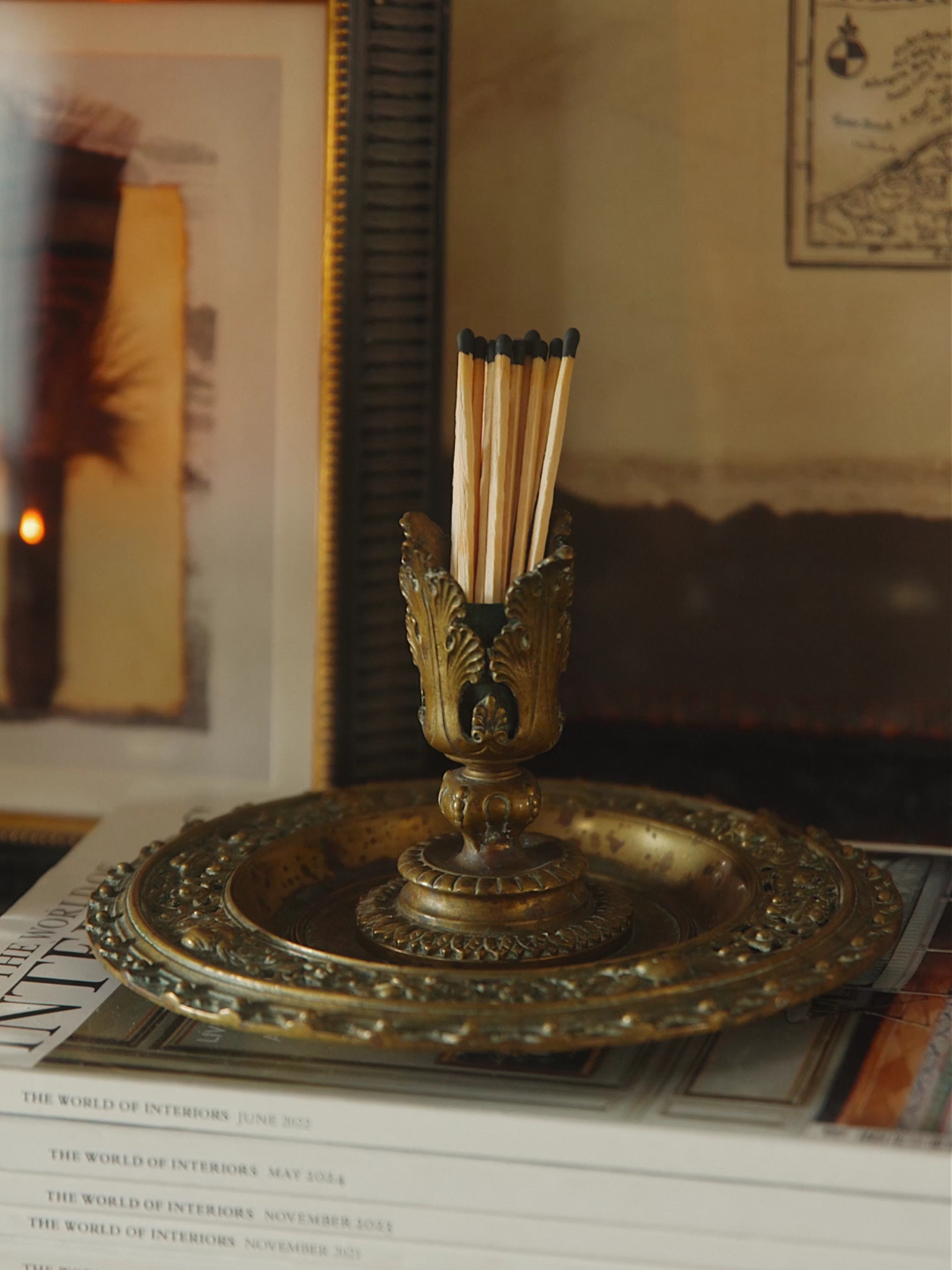 19th Century French Gilt Bronze Acanthus Stand – Repurposed Match Holder