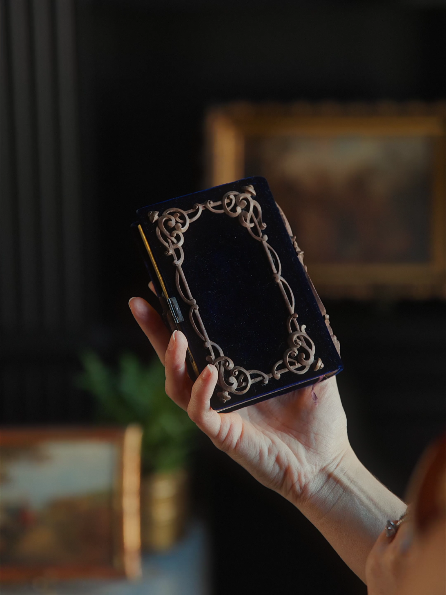 Velvet & Black Forest Wood Prayer Book with Gilt Pages and Brass Clasp