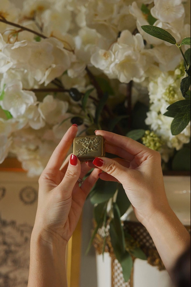 Antique French Repoussé Brass Floral Keepsake Box, Circa 1900