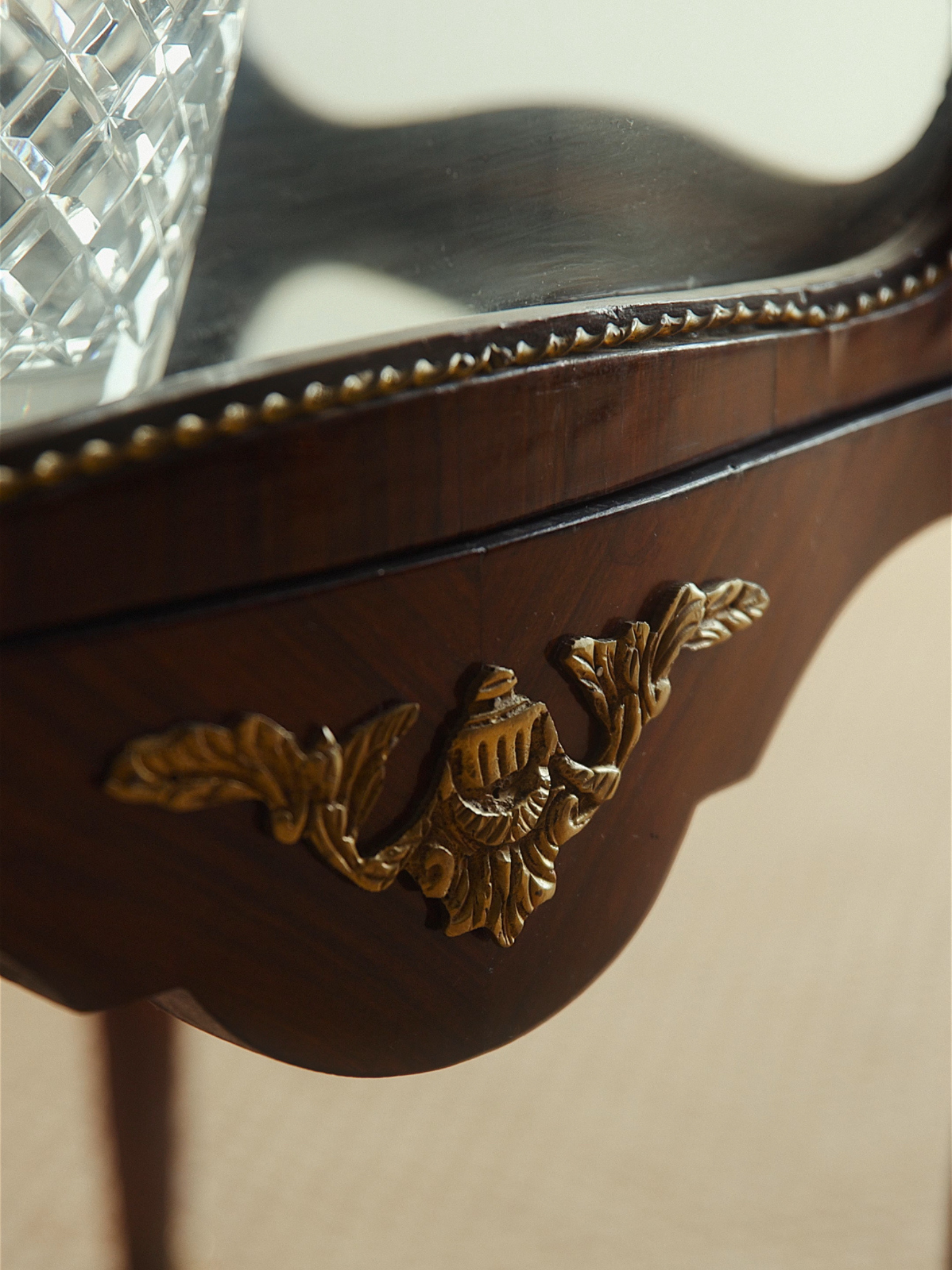 French Louis XV–Style Mahogany and Ormolu Vitrine Cabinet