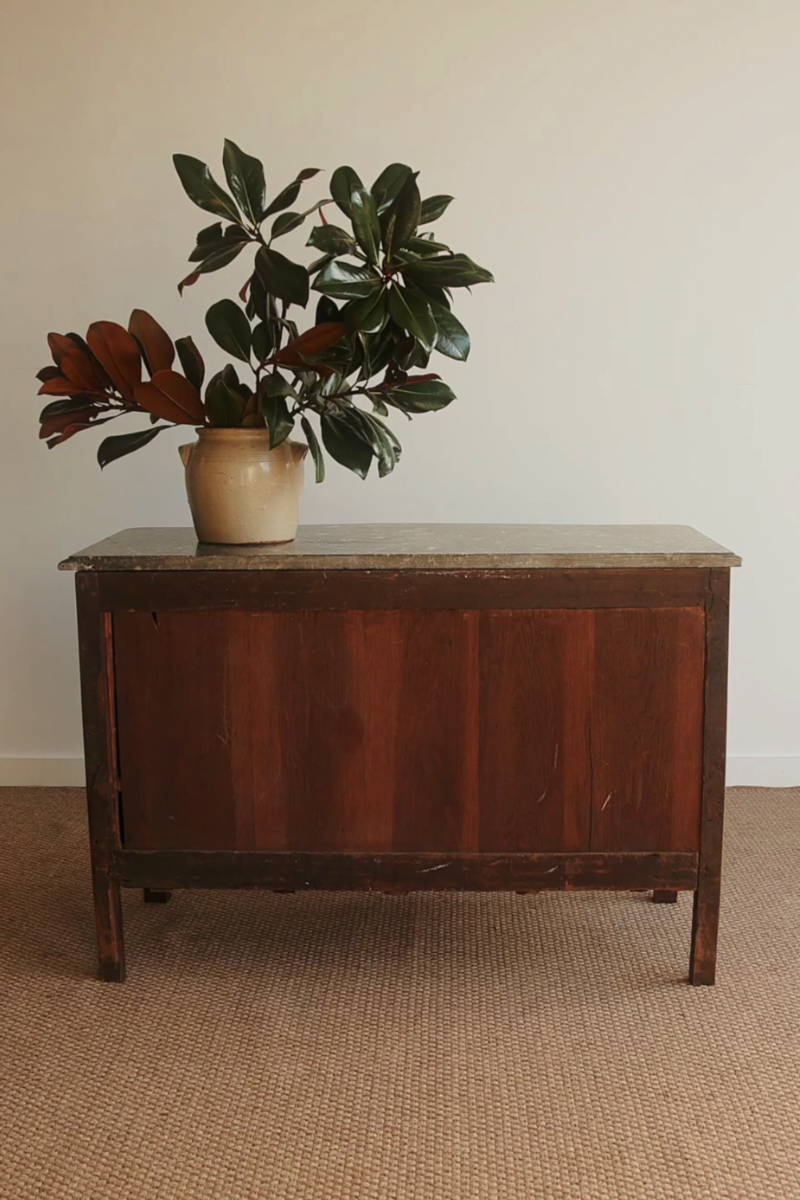 Antique 19th Century French Empire Mahogany Commode with Marble Top