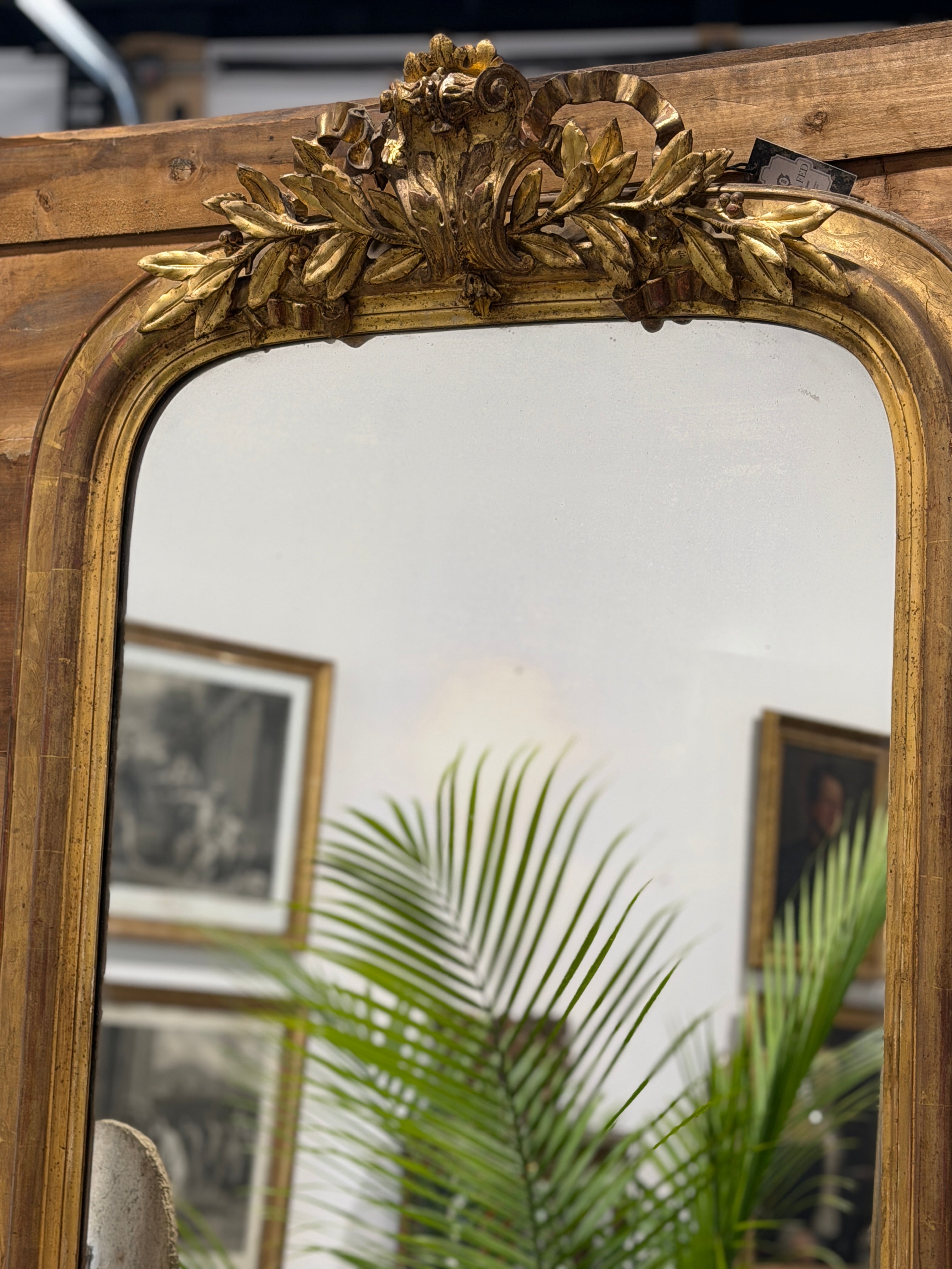 Louis Philippe Giltwood Mirror with Floral Crest