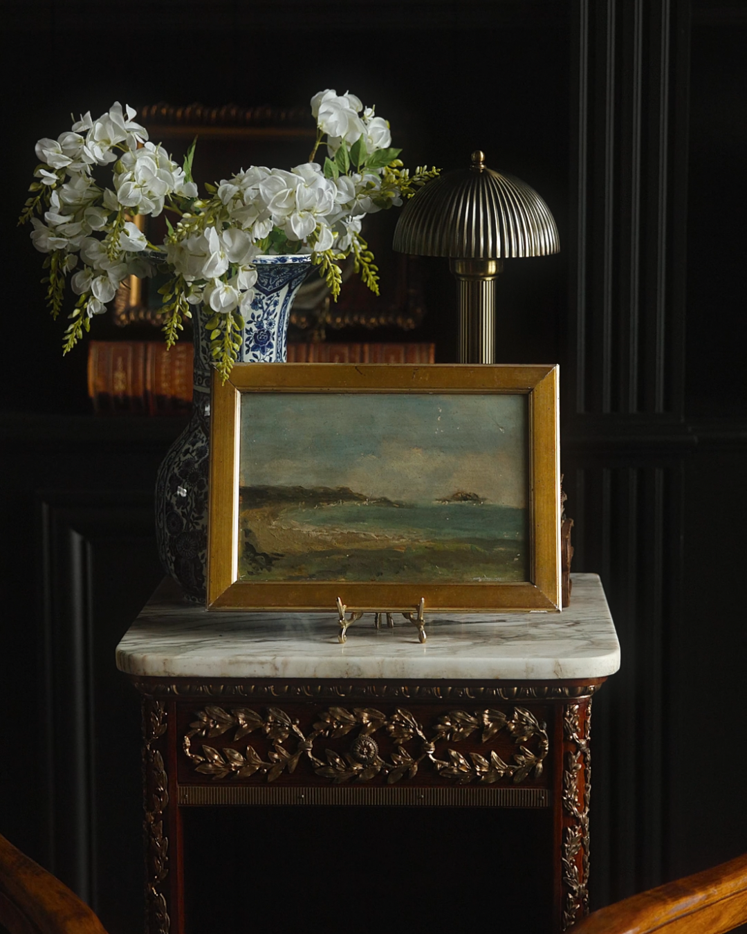 Late 19th Century European Coastal Landscape Oil Painting in Gilt Frame