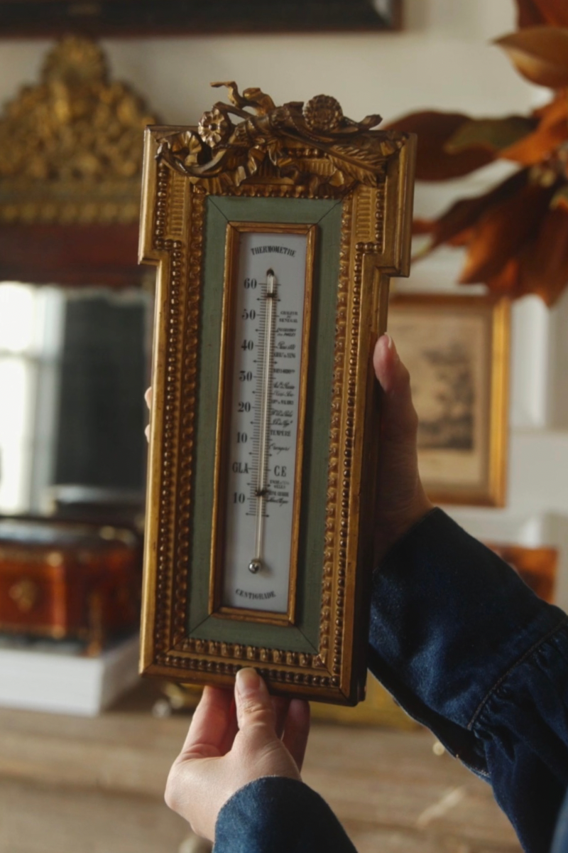 Early 20th Century French Louis XVI Style Giltwood Wall Thermometer