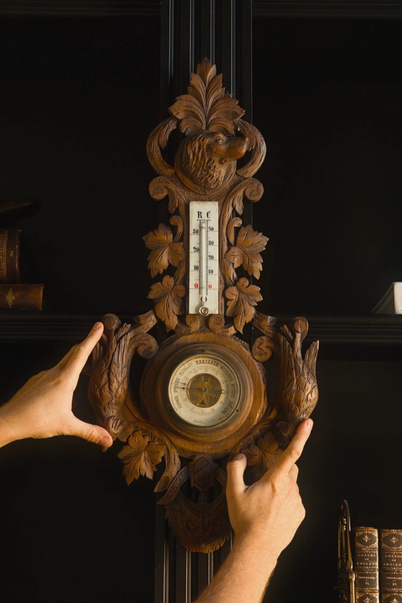 19th-Century Black Forest Hunting Barometer and Thermometer