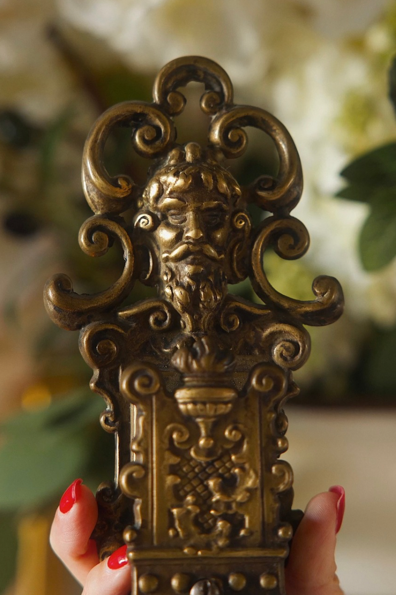 Antique Bronze Figural Wall-Mounted Match Holder with Mascaron Decoration
