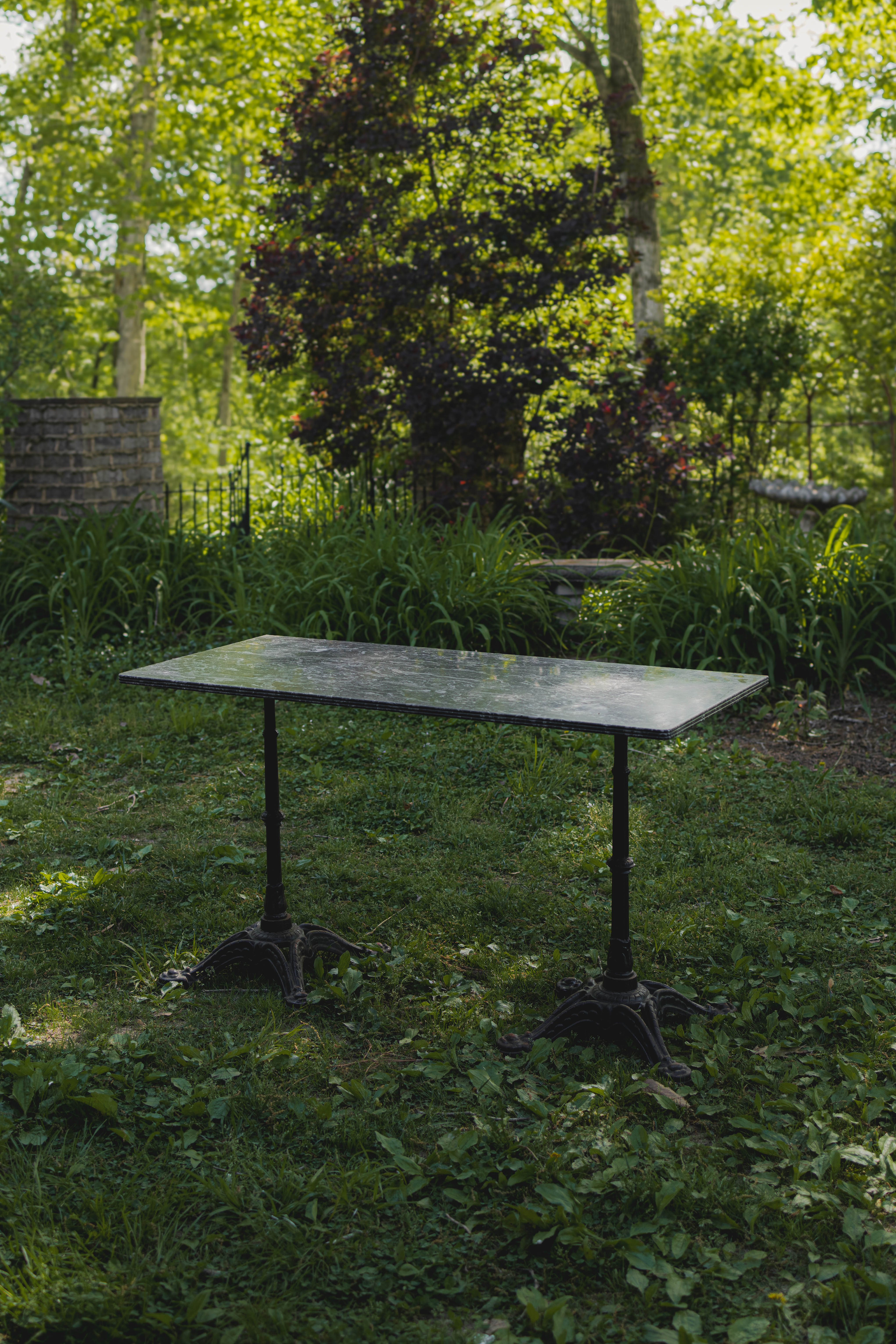 French Black Marble Top Garden Table