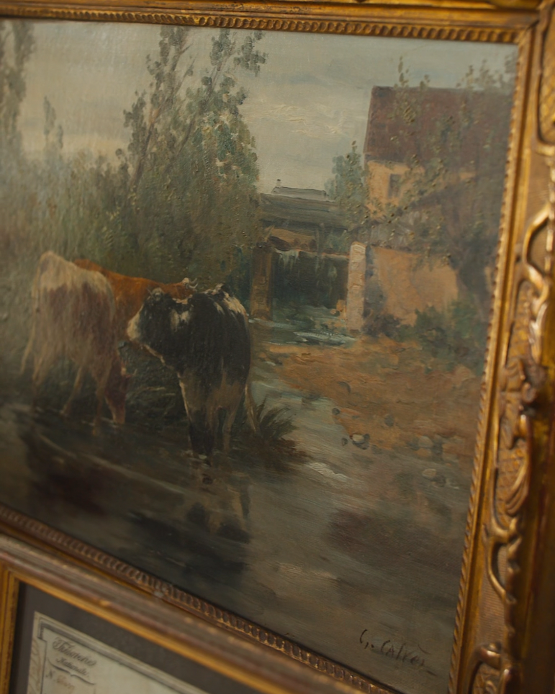 20th Century Cow Oil on Canvas by Arent Van De Pol signed C.Calres.