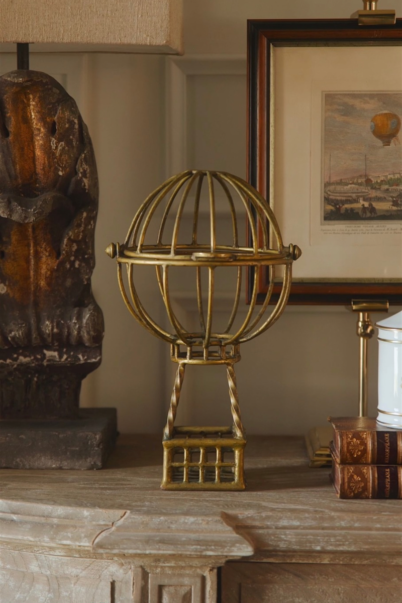 Vintage Brass Hot Air Balloon Sculpture