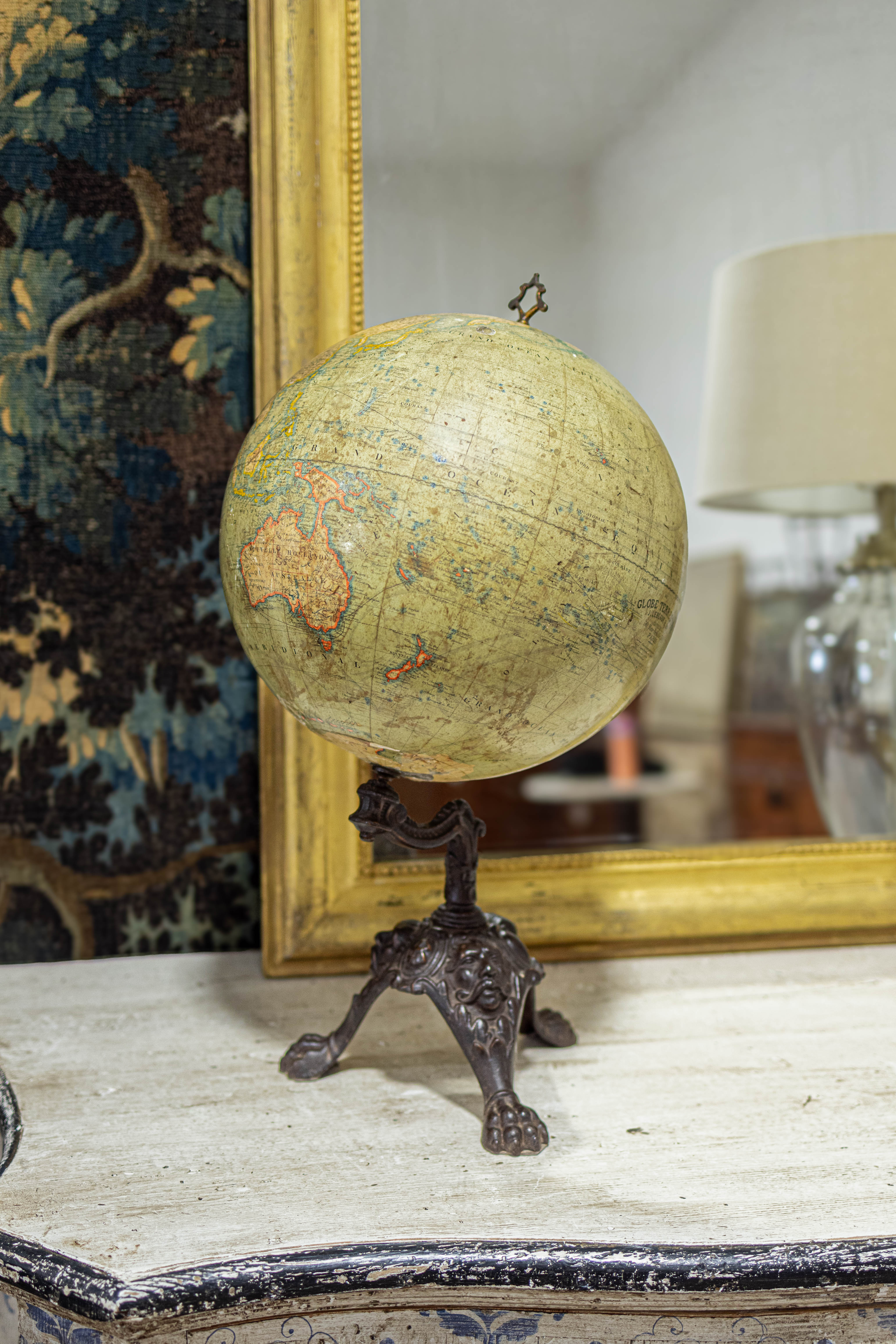 1800s Legegue French Terrestrial Globe