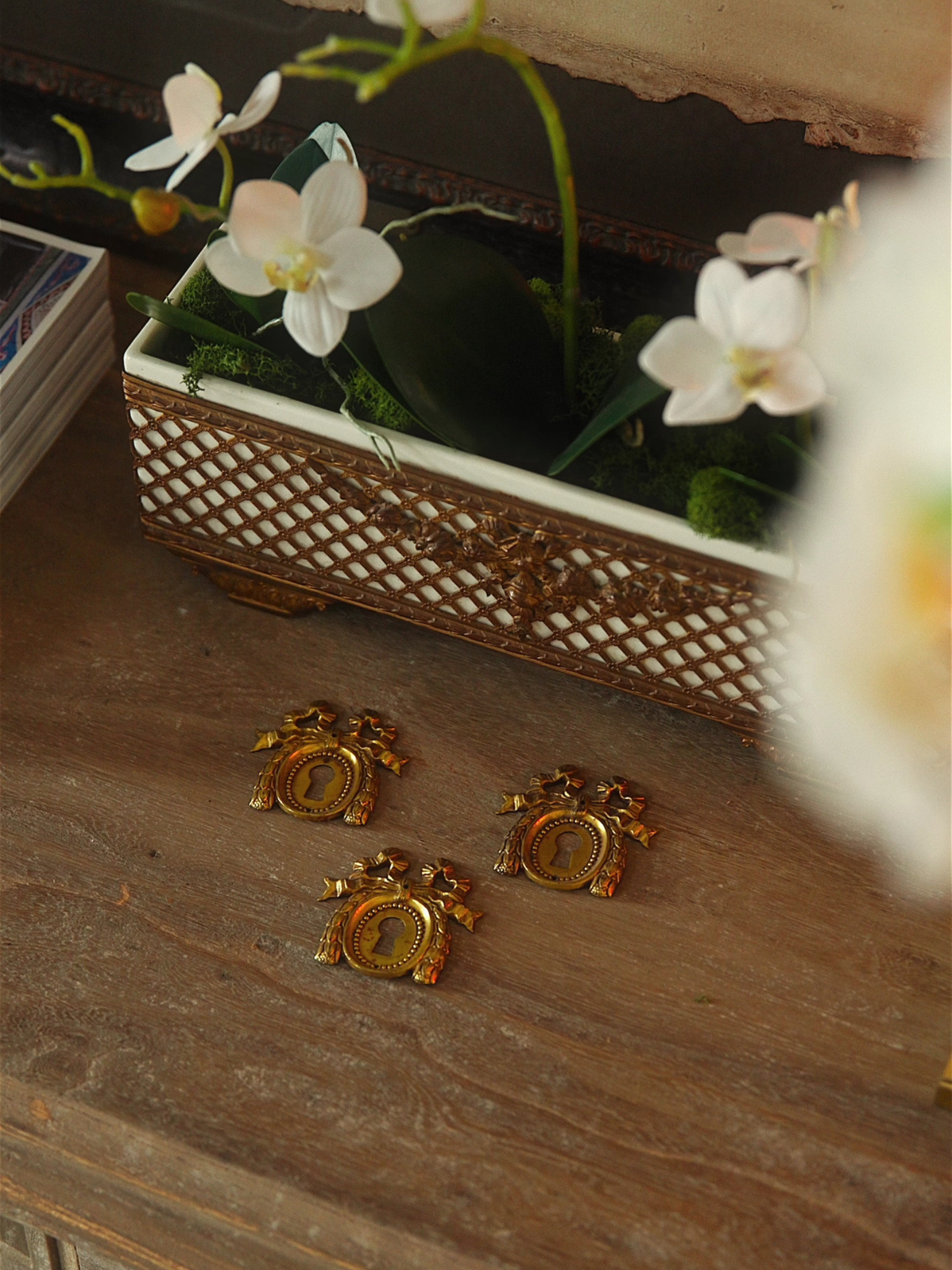Set of Three Brass Keyhole Escutcheons