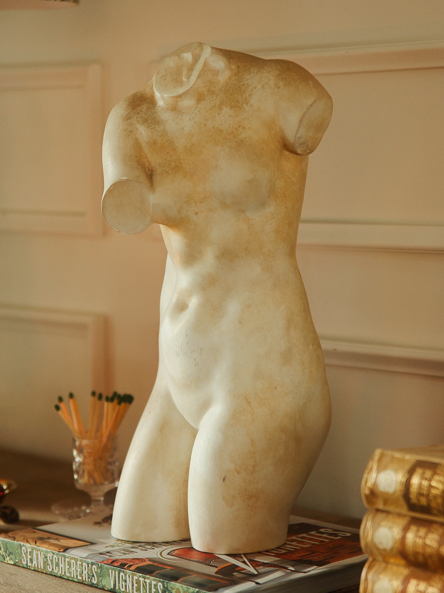 20th Century Grand Classical Plaster Venus Torso Sculpture