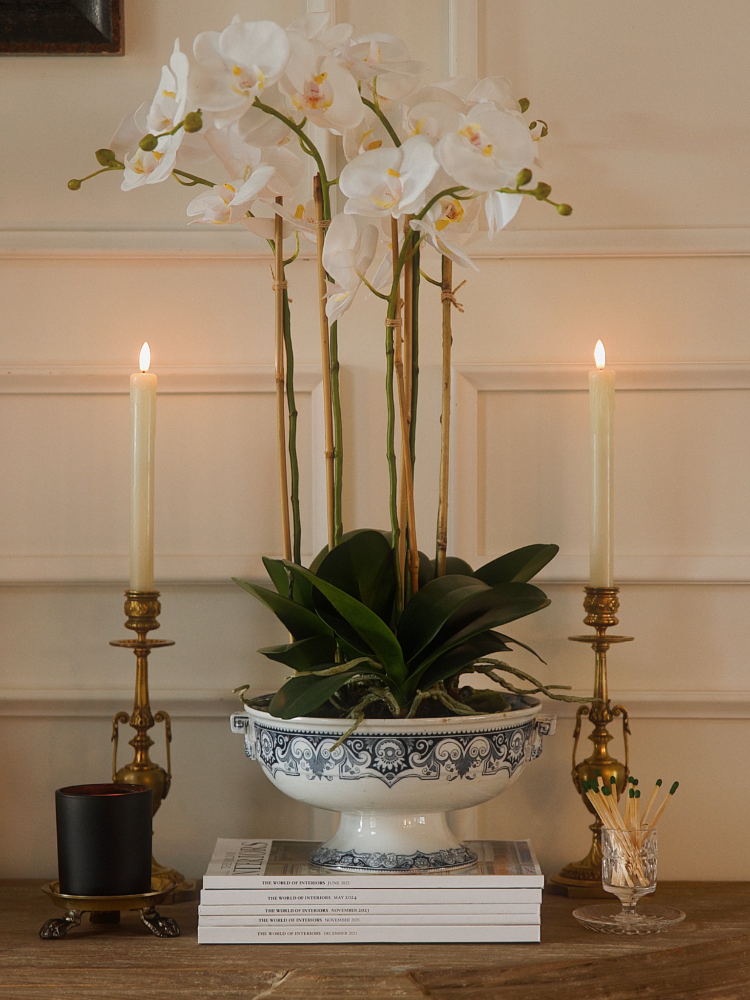 Antique French Pedistal Compote - Blue and White Scrollwork