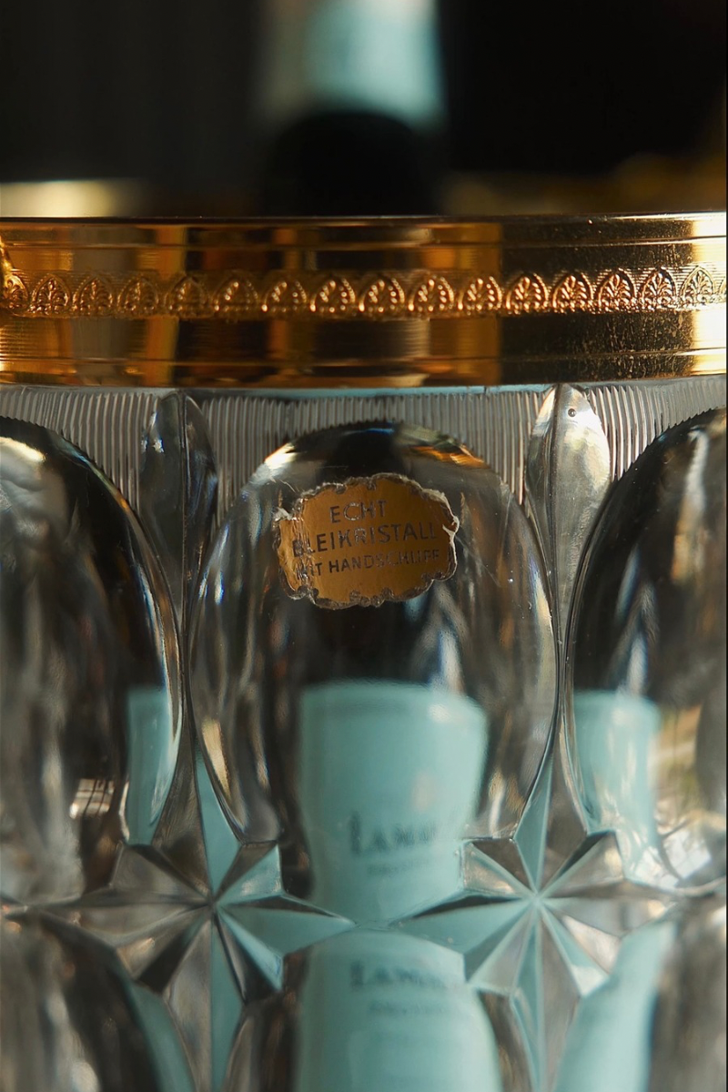 Cherub Handled Crystal and Bronze Ice Bucket