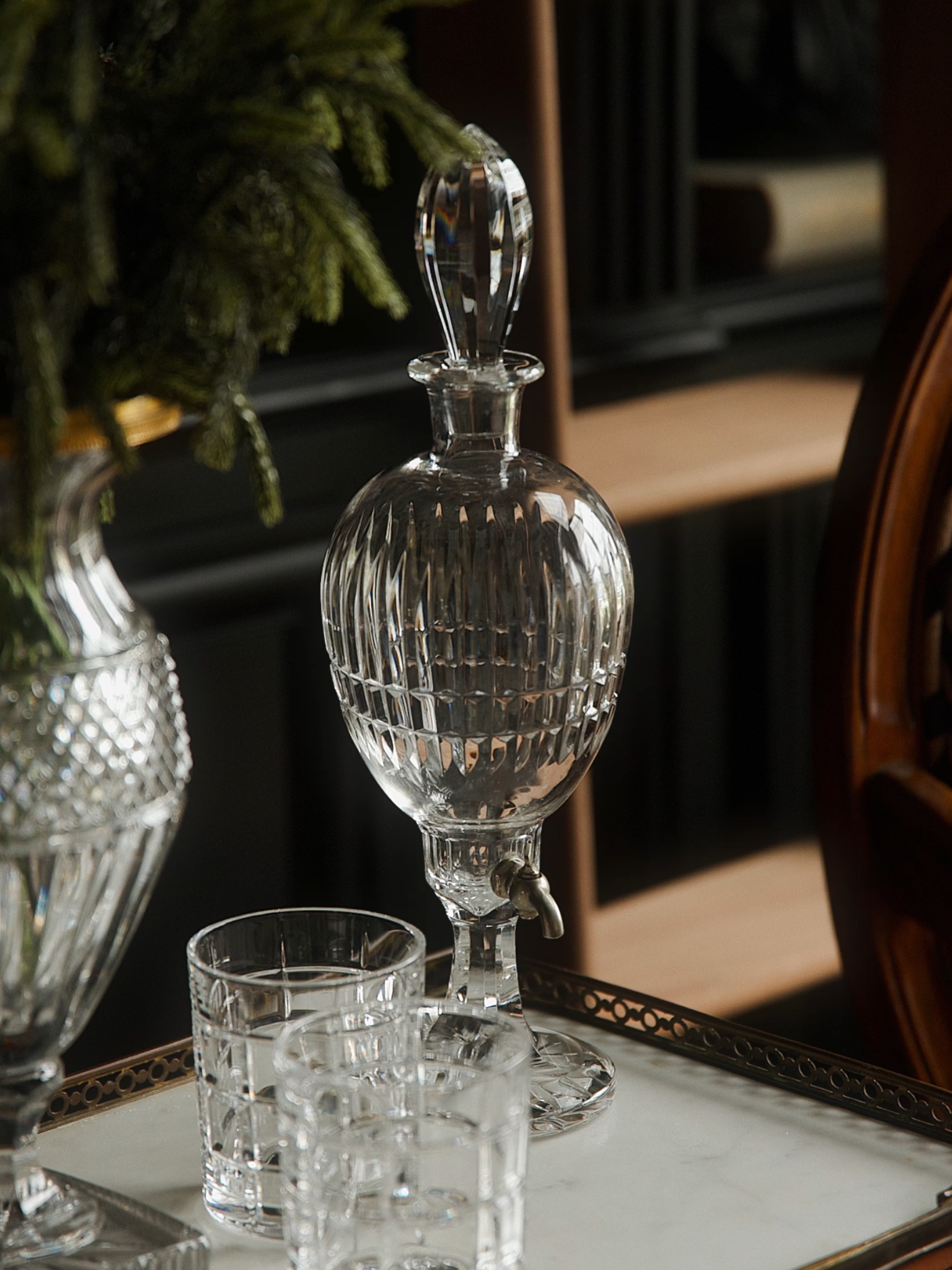 French Cut Crystal Liqeur Dispenser