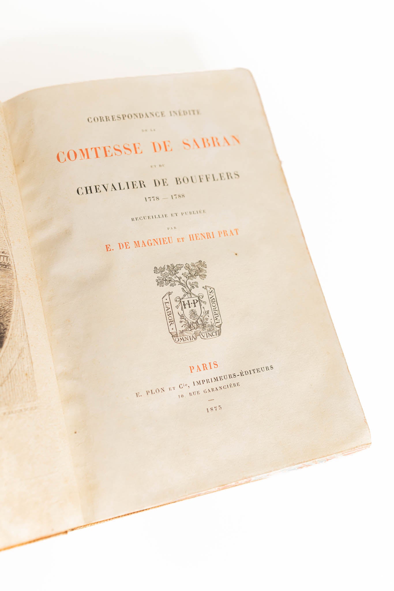 1875 French - The Correspondence of the Countess of Sabrah and the Knight of Boufflers