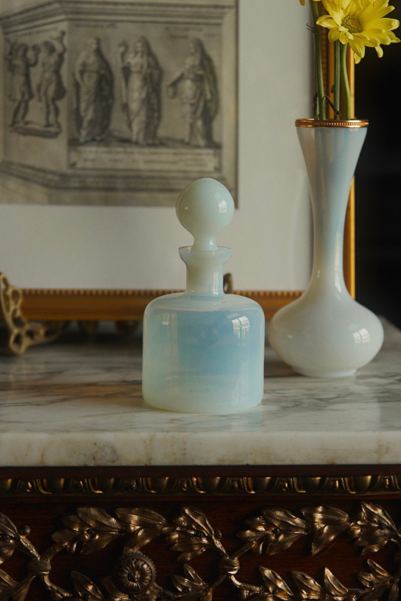 French Opaline Glass Decanter with Stopper