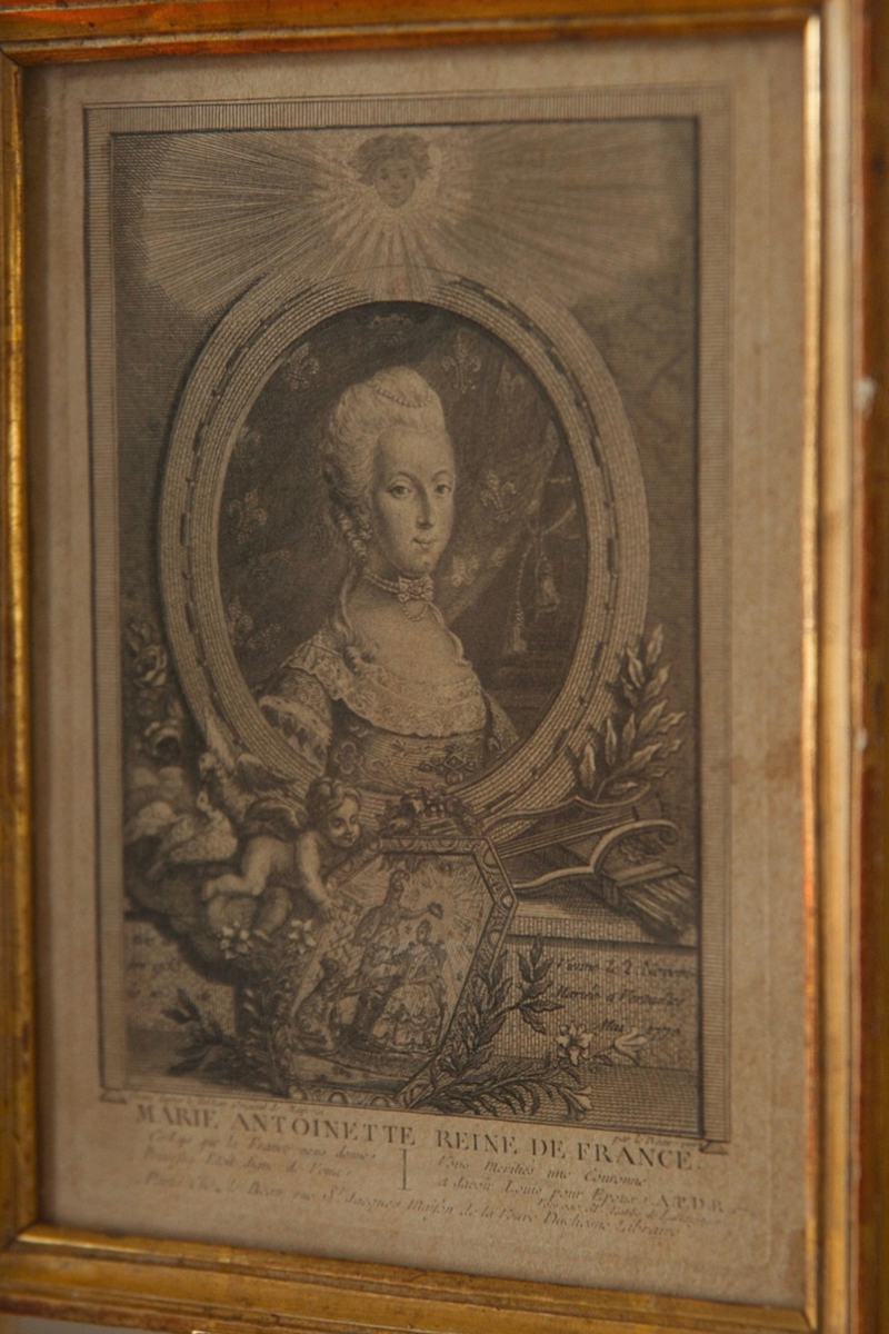18th Century French Framed Engraved Portrait of Marie Antoinette