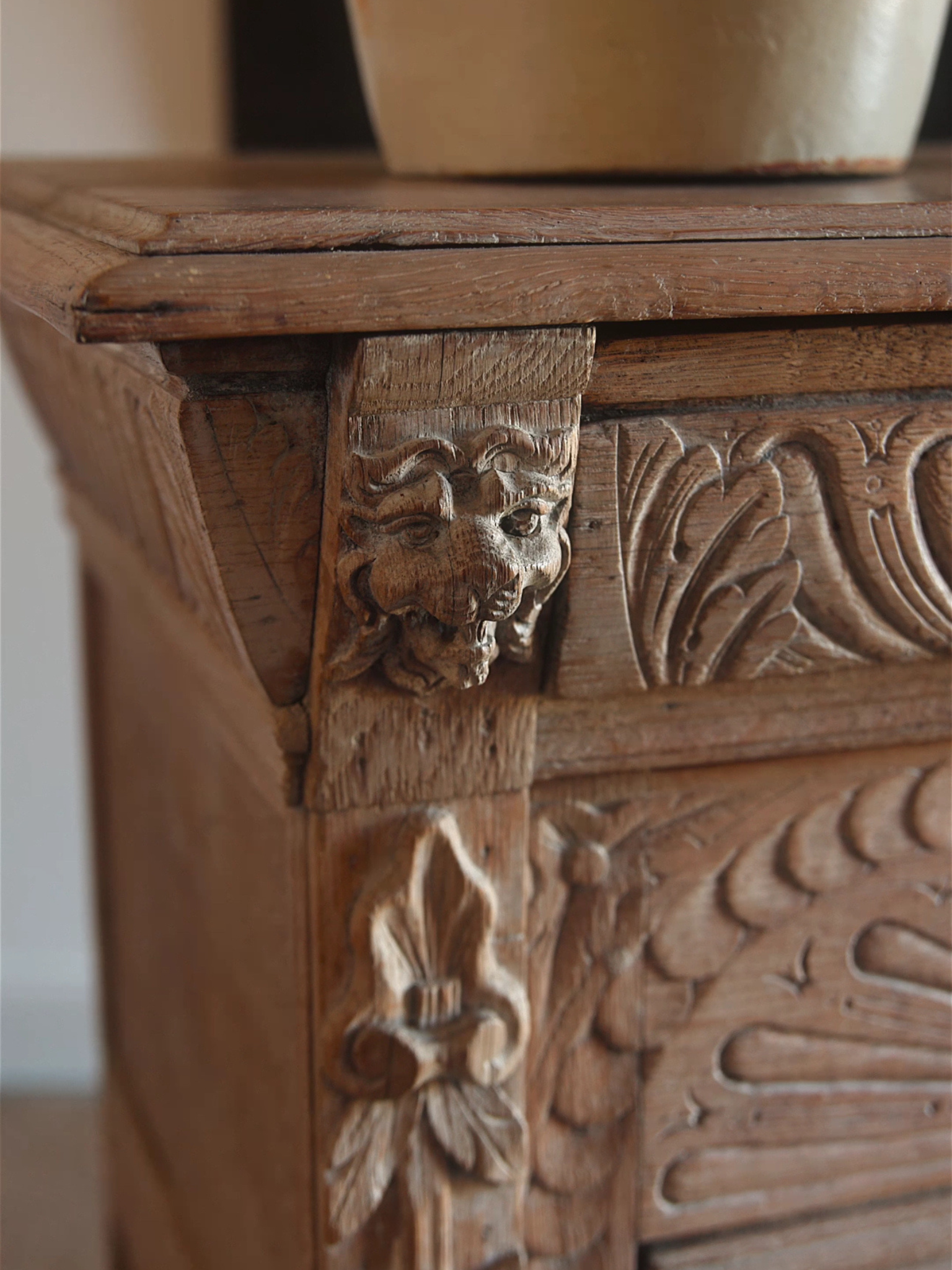 Antique French Carved Oak Cabinet