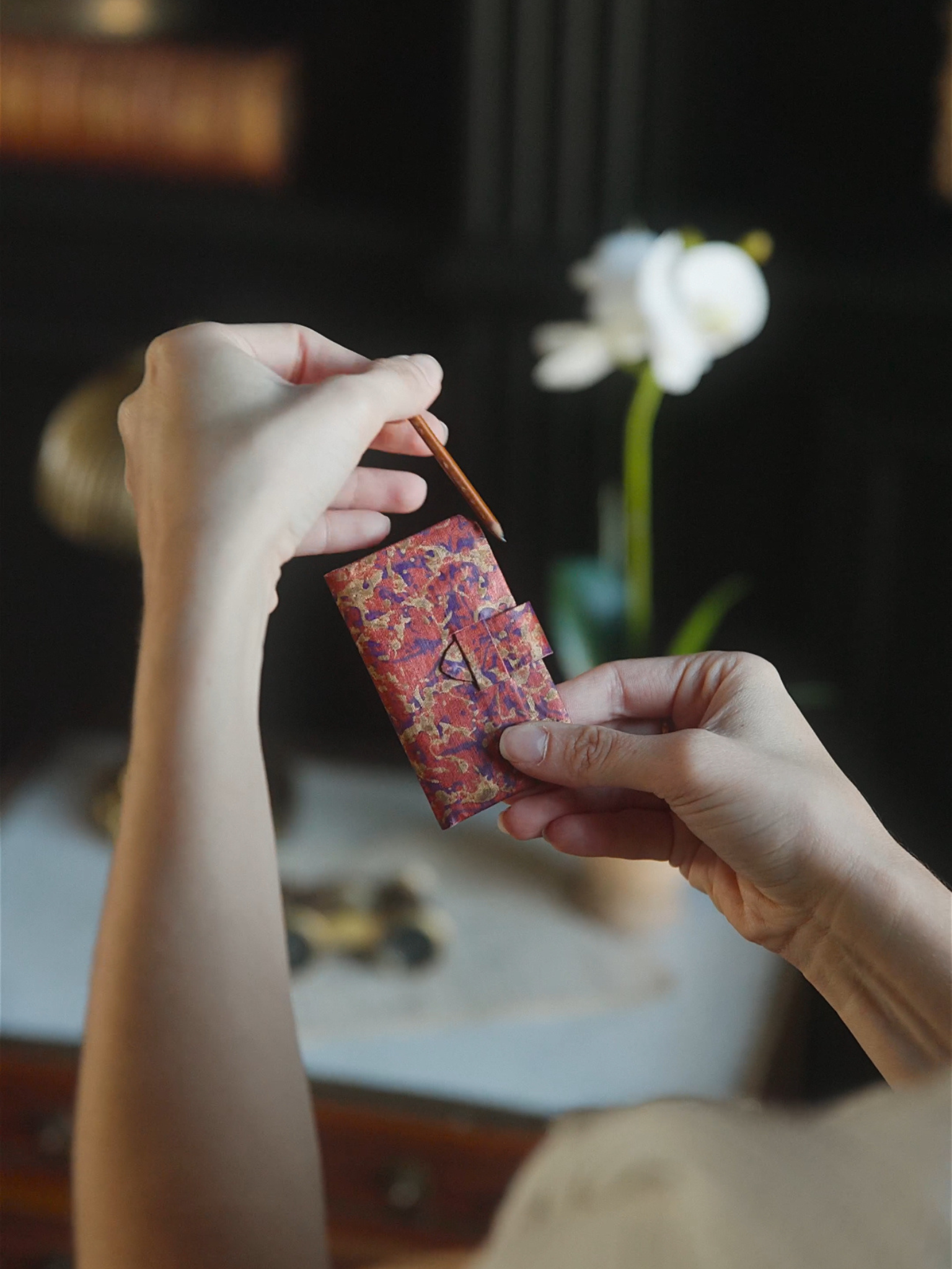 Marbled Pocket Notebook with Pencil