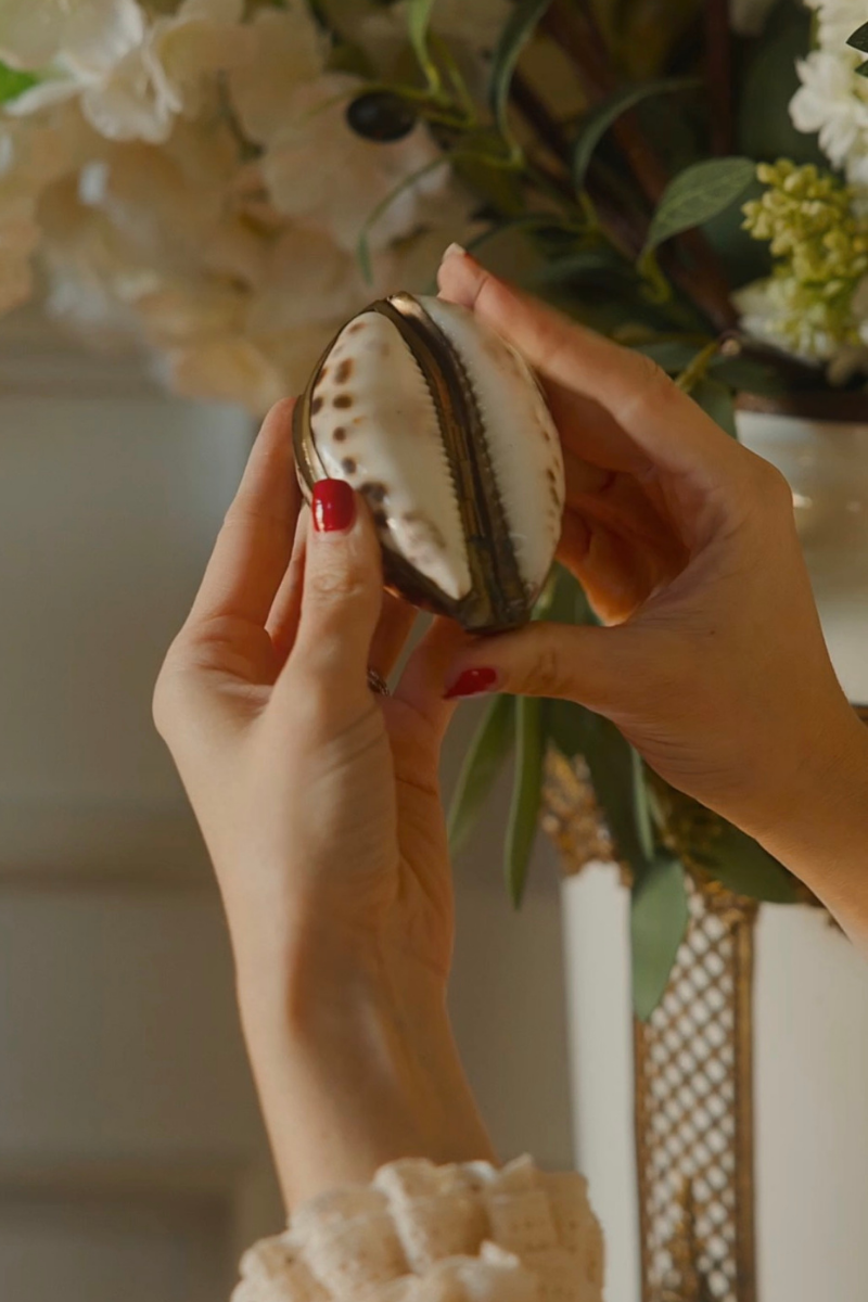 Inscribed Tiger Cowrie Shell Keepsake Box