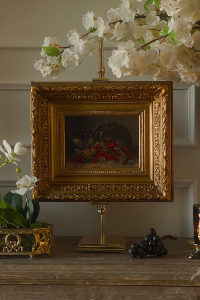 19th-Century Still Life of Currants & Plums, Oil on Wood Panel — European School