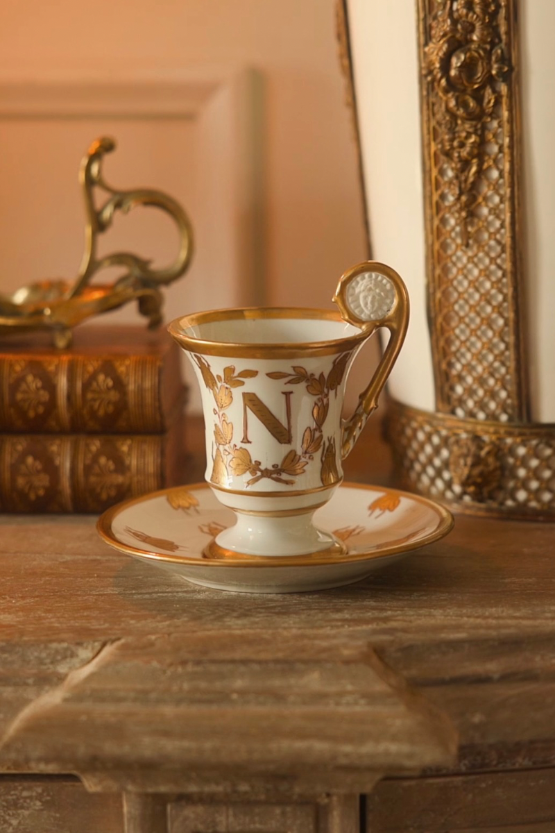 19th C. Limoges Napoleon Tea Cup and Saucer