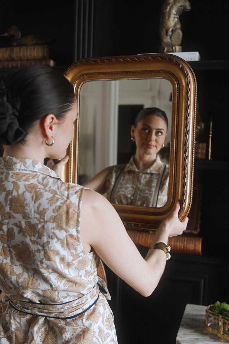 Antique French Giltwood Mirror with Rope & Beaded Inner Moulding