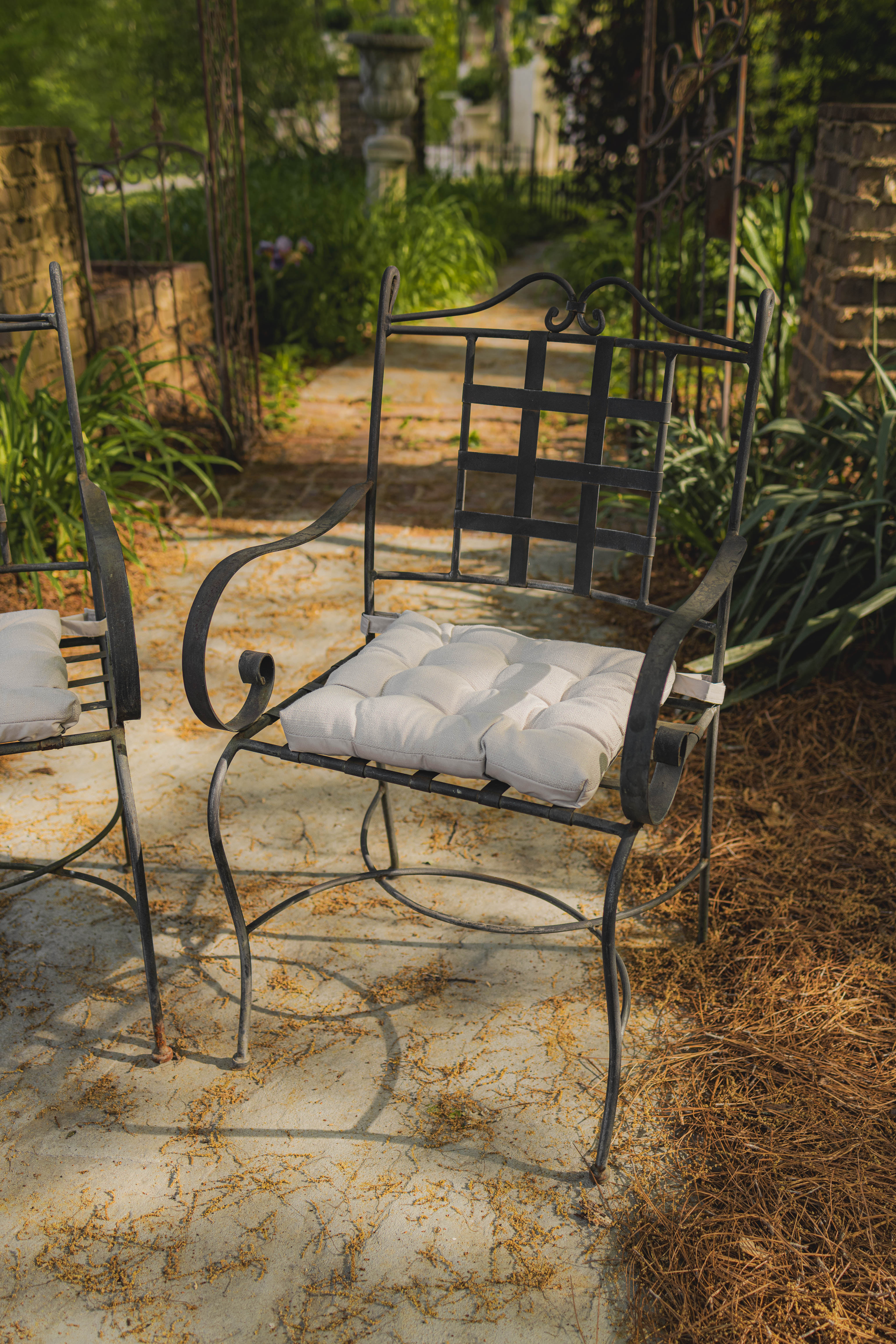 Pair of Two French Wrought Iron Arm Chairs