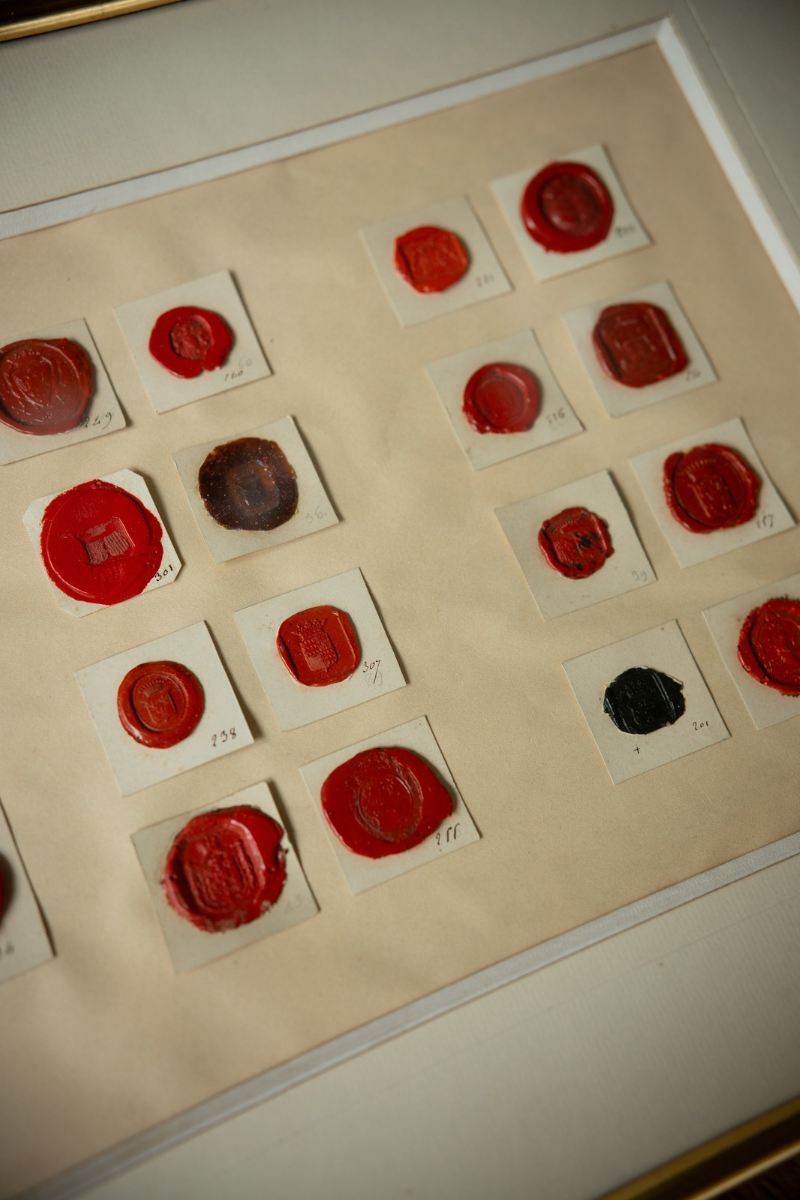 19th C. Pair of Framed Antique European Heraldic Wax Seal Collection