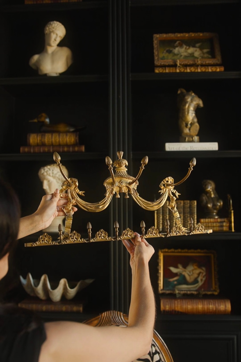 19th-Century French Louis XVI Style Gilt-Bronze Wall Coat Rack