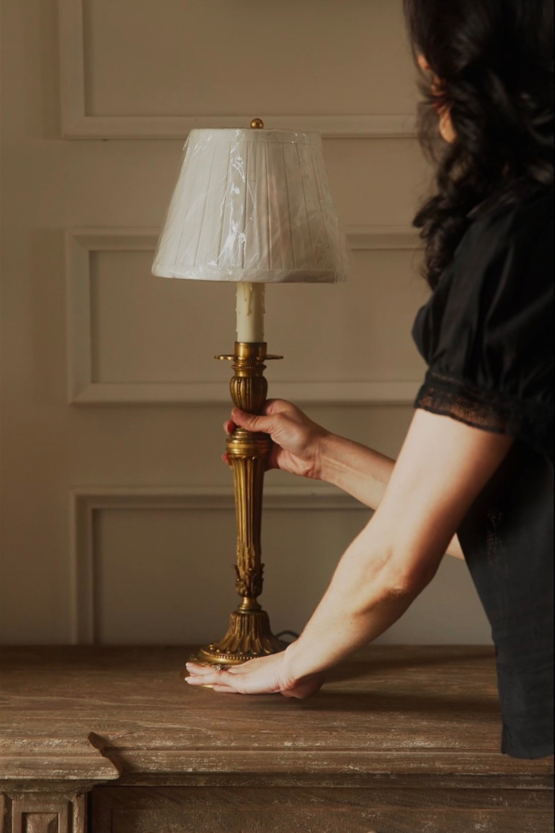 French Neoclassical Brass Lamp by Gagneau & Cie of Paris