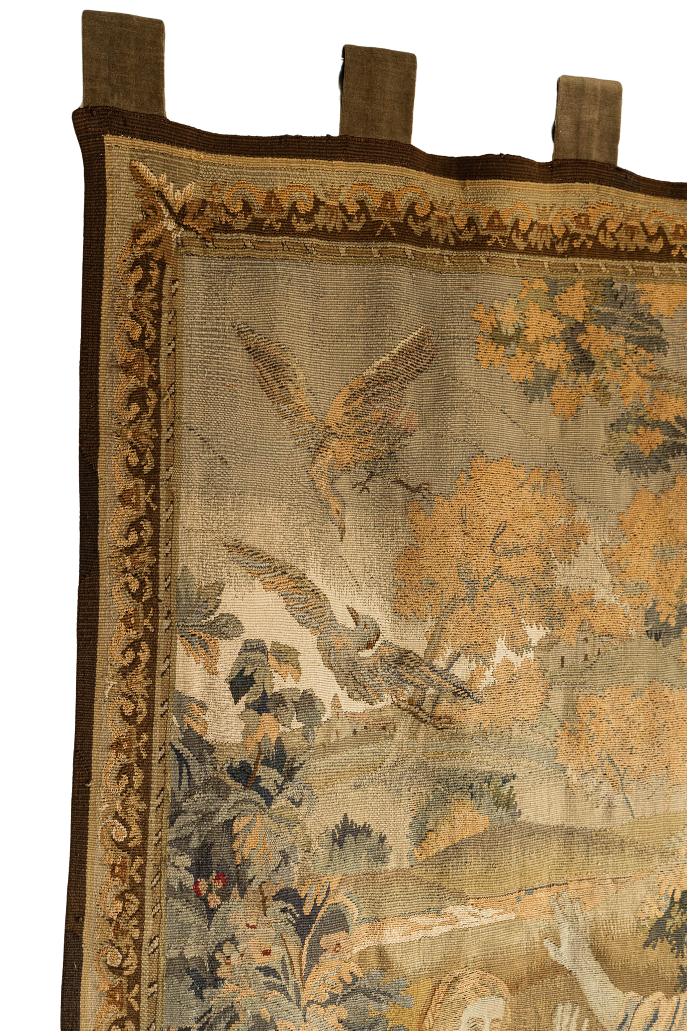 19th-20th Century Belgian Hand Woven Wool Tapestry