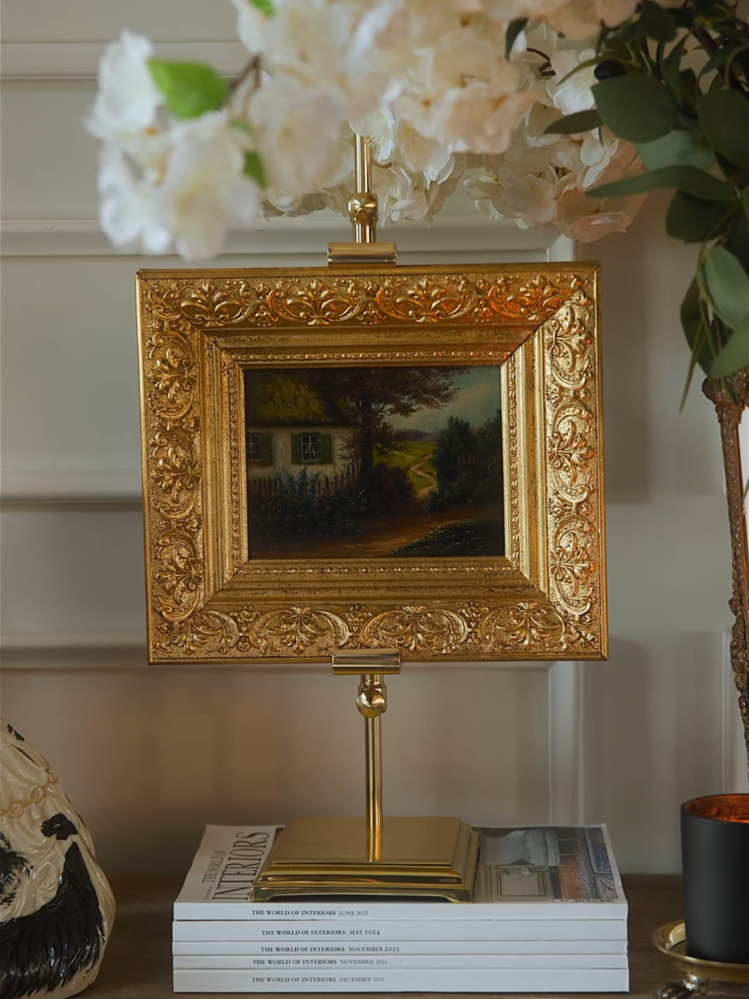 19th Century French Gilt Framed Cottage Painting