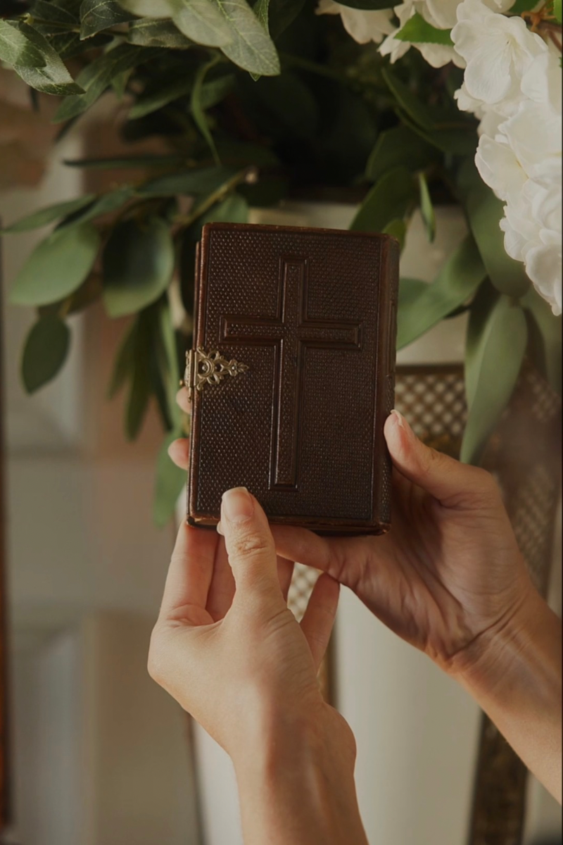 19th C. French Leather Cross Missal with Clasp