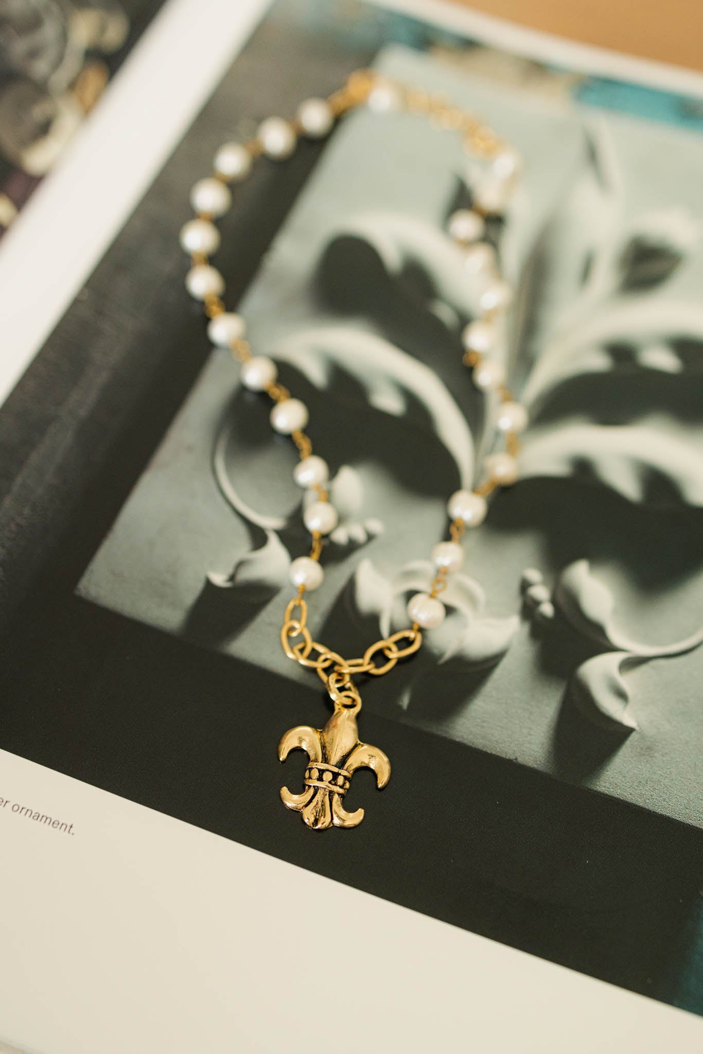 Fleur De Lis Pearl Necklace