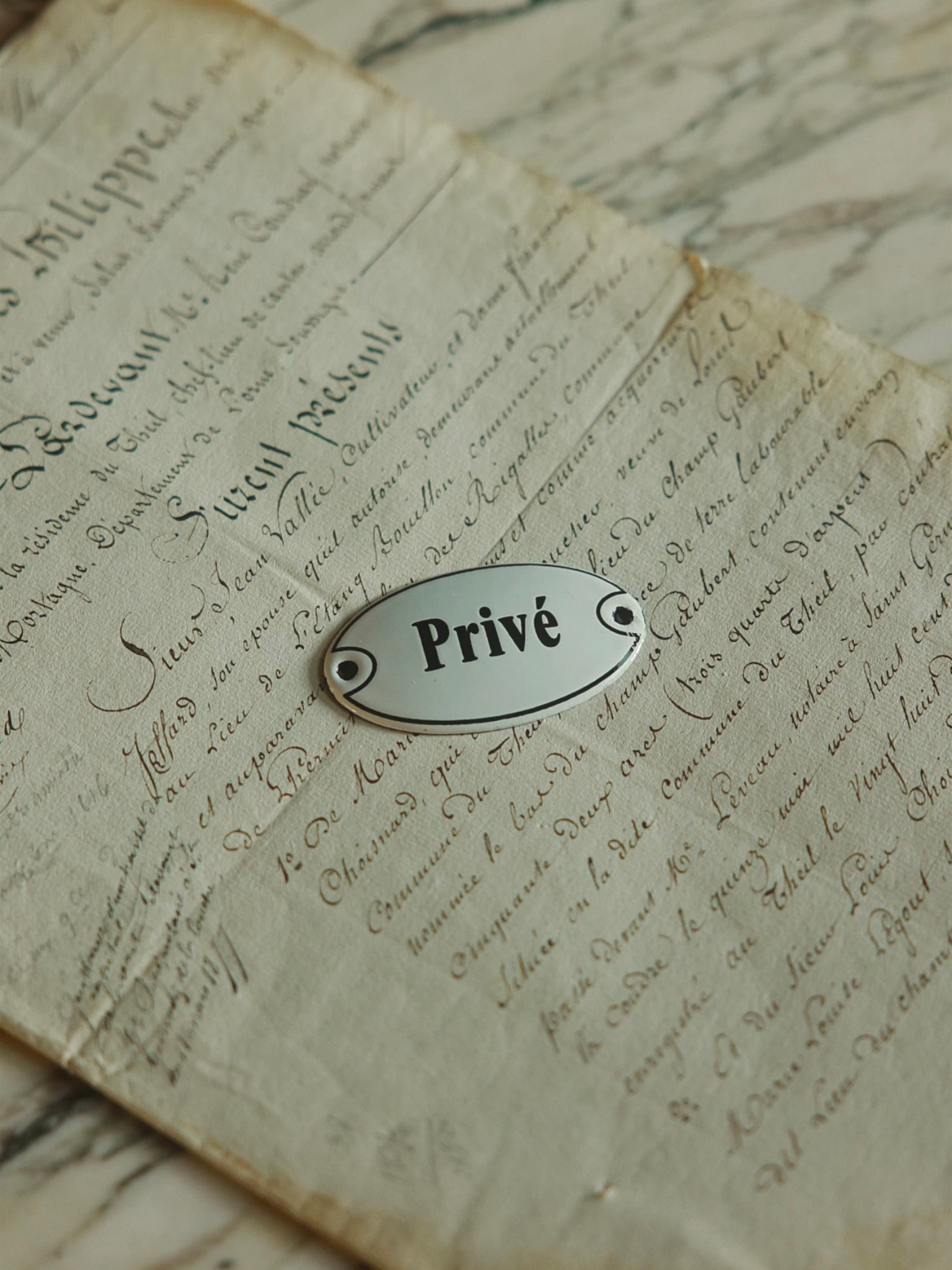 French Enamel "Prive" Sign Mini