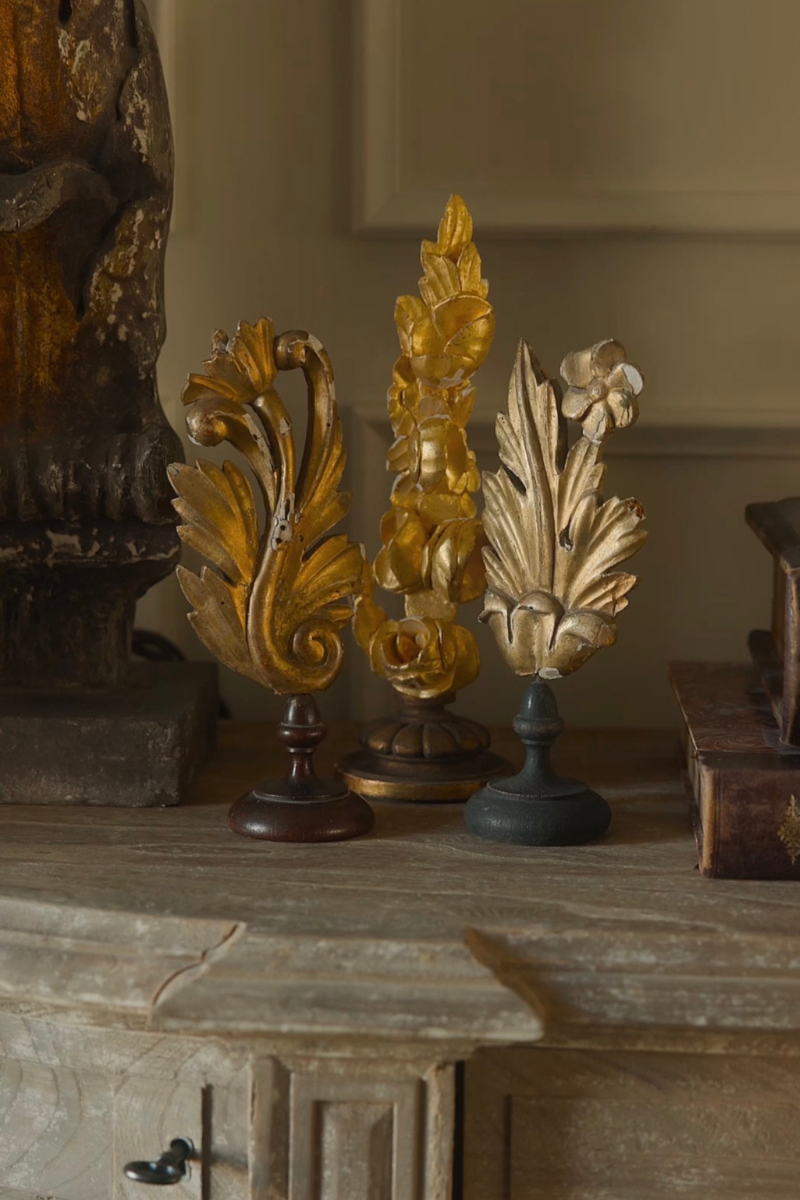 19th-Century European Giltwood Decorative Fragments — Set of Three