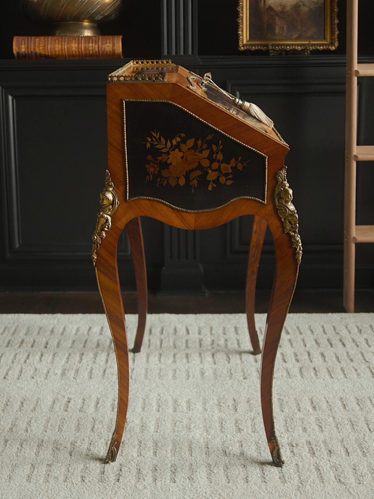 Louis XV Style Marquetry Bureau de Dame by E. Quilet, Paris