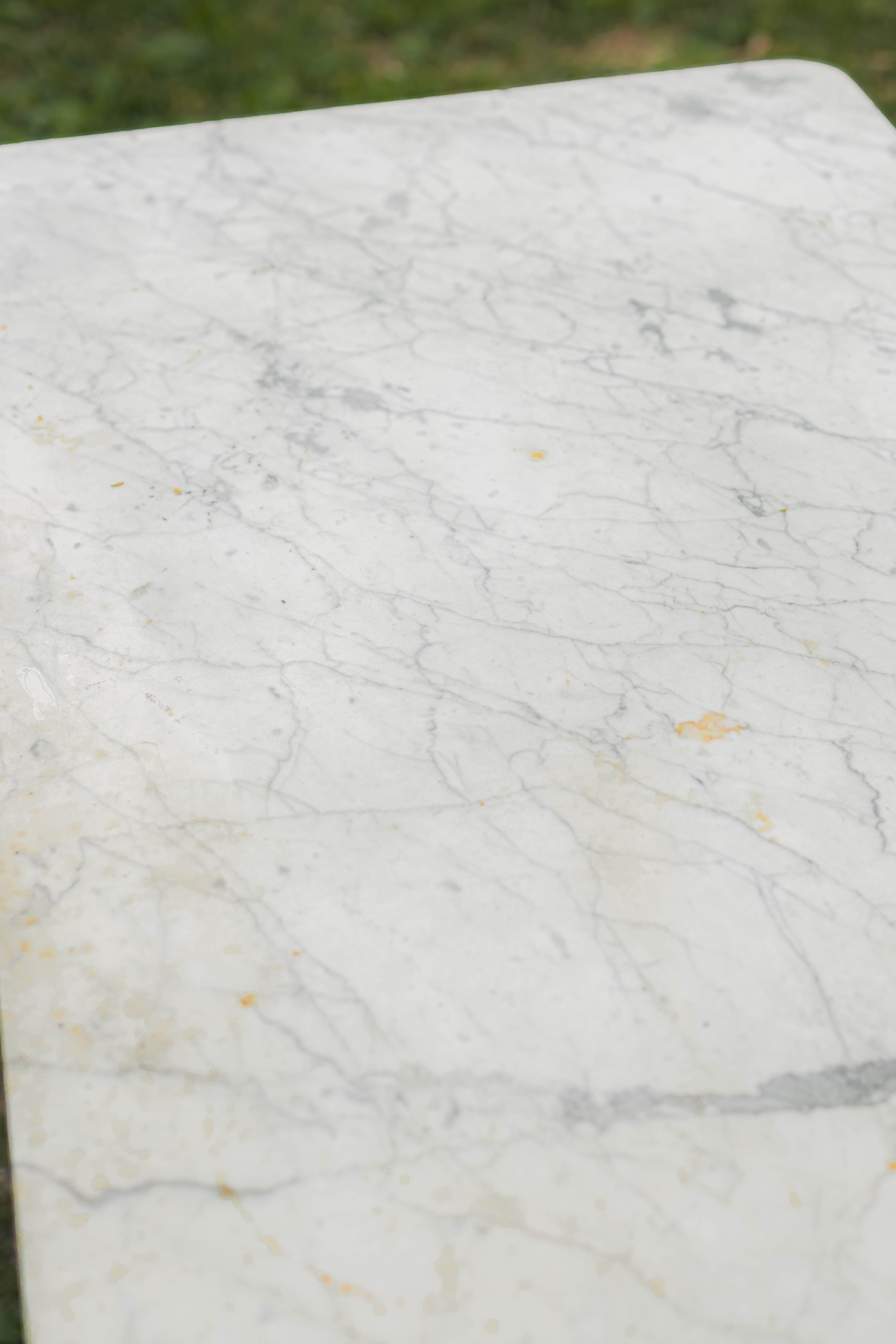 White Marble Top Garden Table