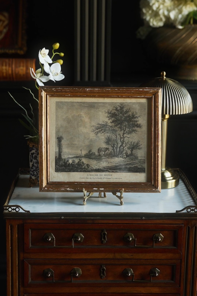 18th C. French Engraving "The Hour of Rest"