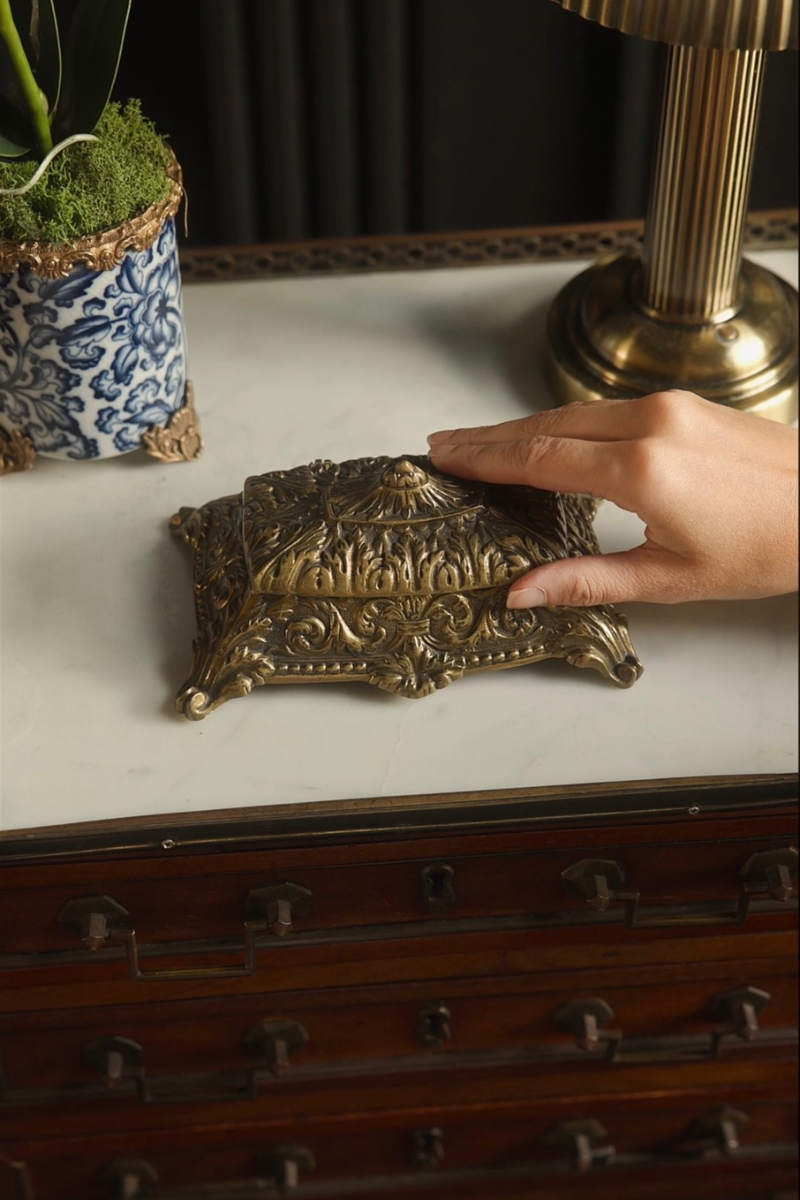 19th C. Brass French Stamp Box