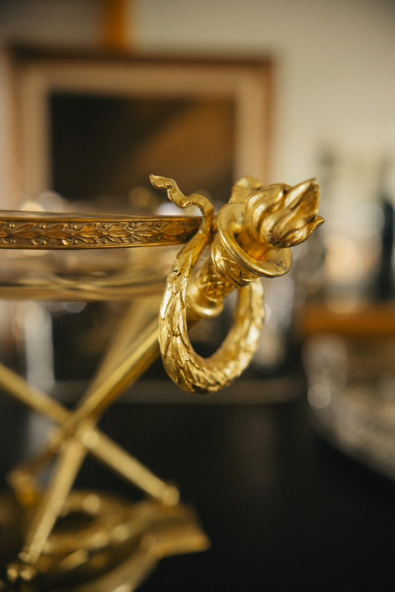19th C. French Crystal and Bronze Tazza