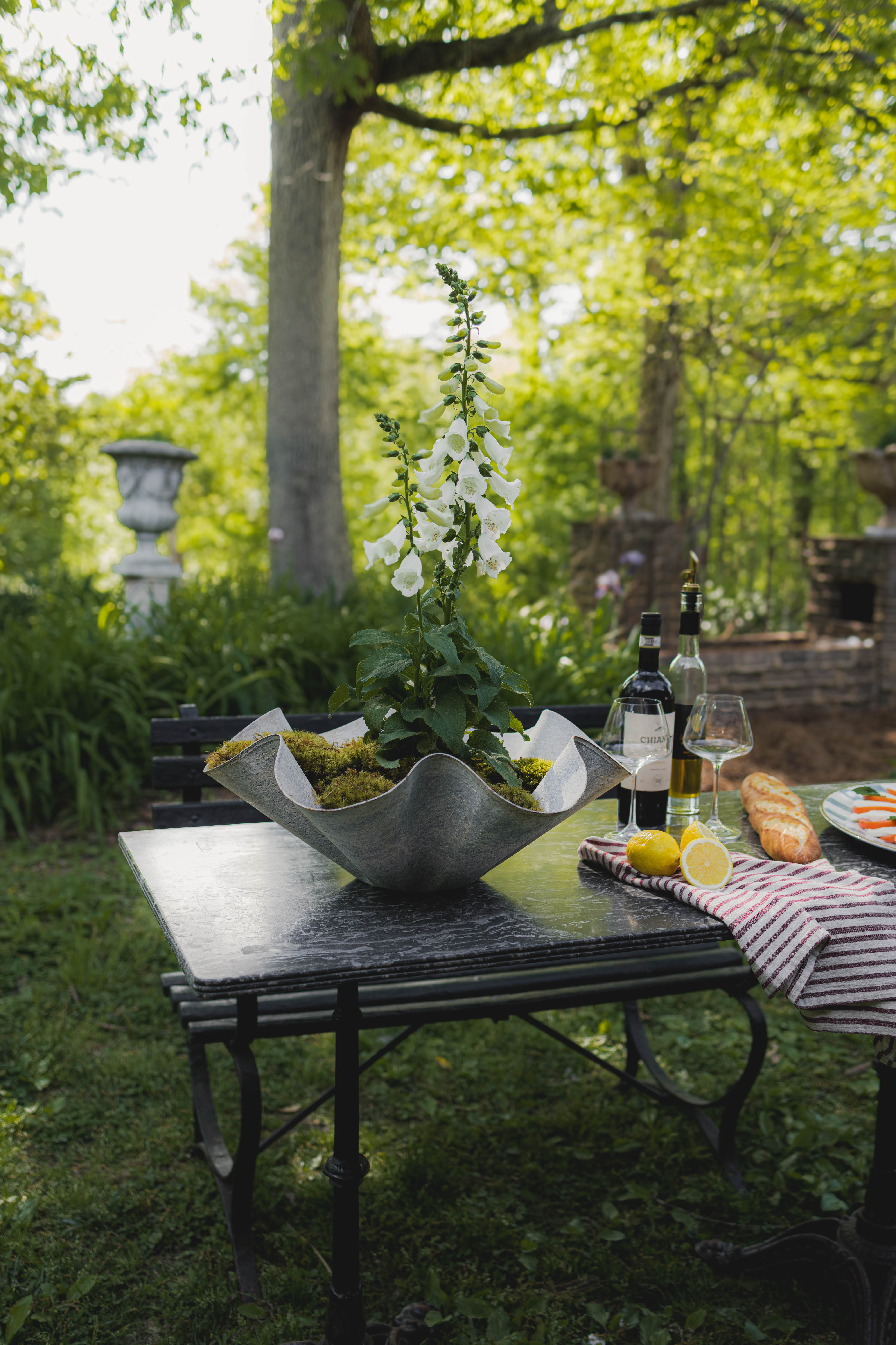 French Black Marble Top Garden Table