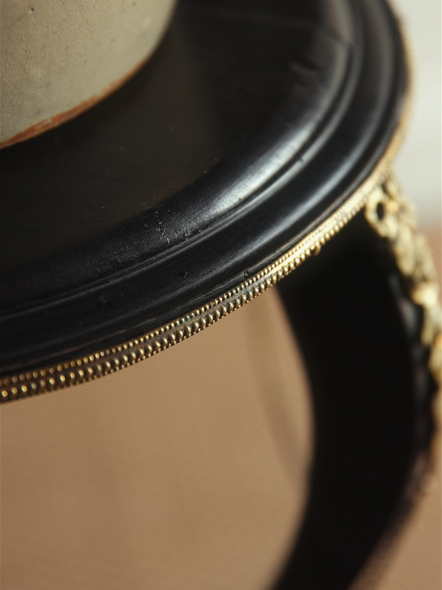 French Empire Revival Ebonized & Ormolu Accent Table with Chain Detail